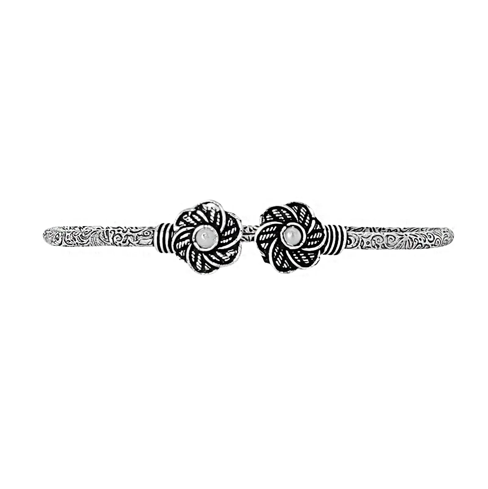 Teejh Sarita Silver Oxidised Floral Bracelet - Image 4