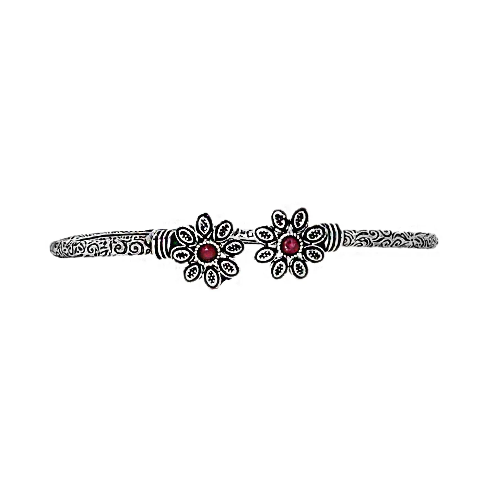 Teejh Saroj Silver Oxidised Floral Bracelet - Image 6