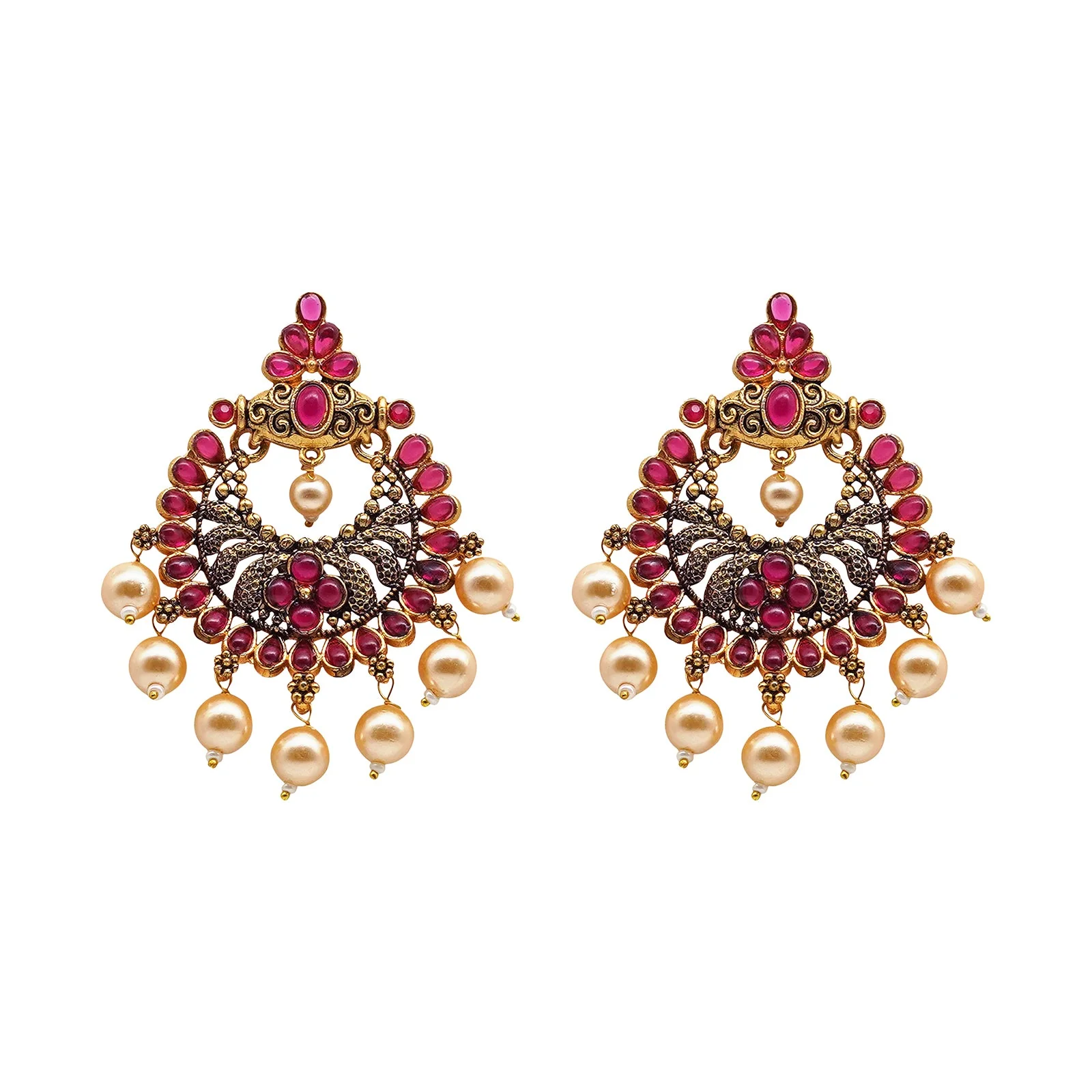 Teejh Saumya Magenta Gold Enamel Earrings - Image 3