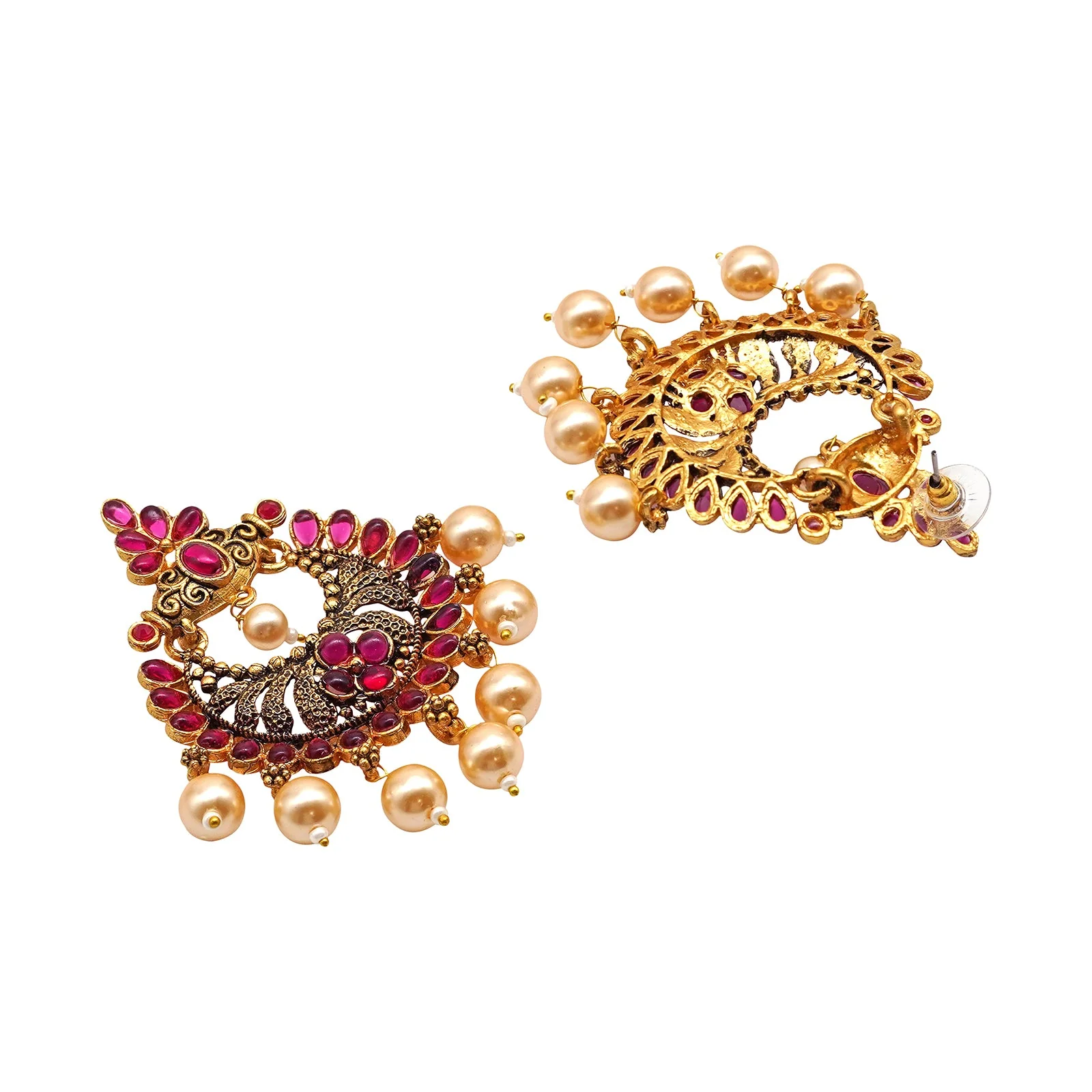 Teejh Saumya Magenta Gold Enamel Earrings - Image 4