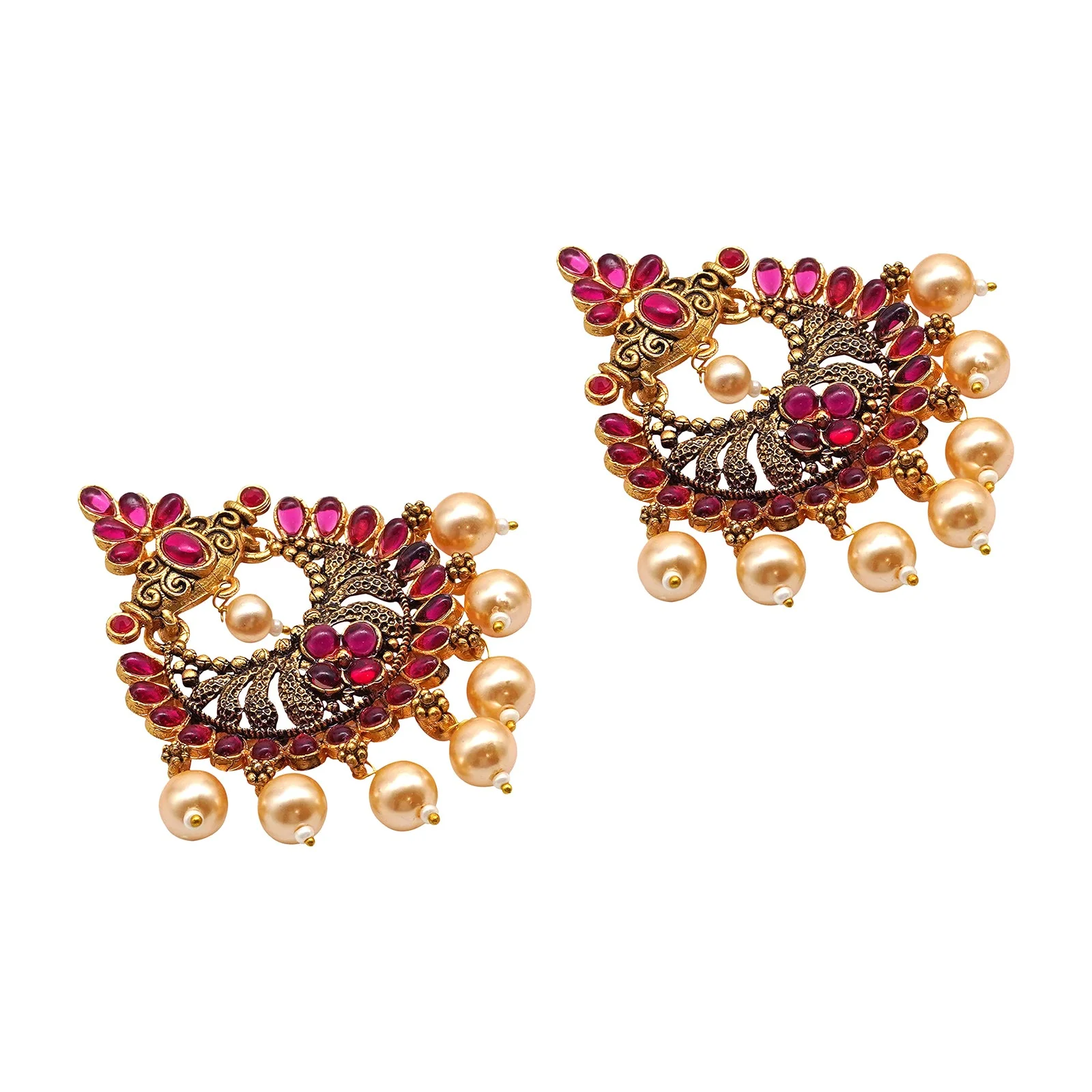 Teejh Saumya Magenta Gold Enamel Earrings - Image 5