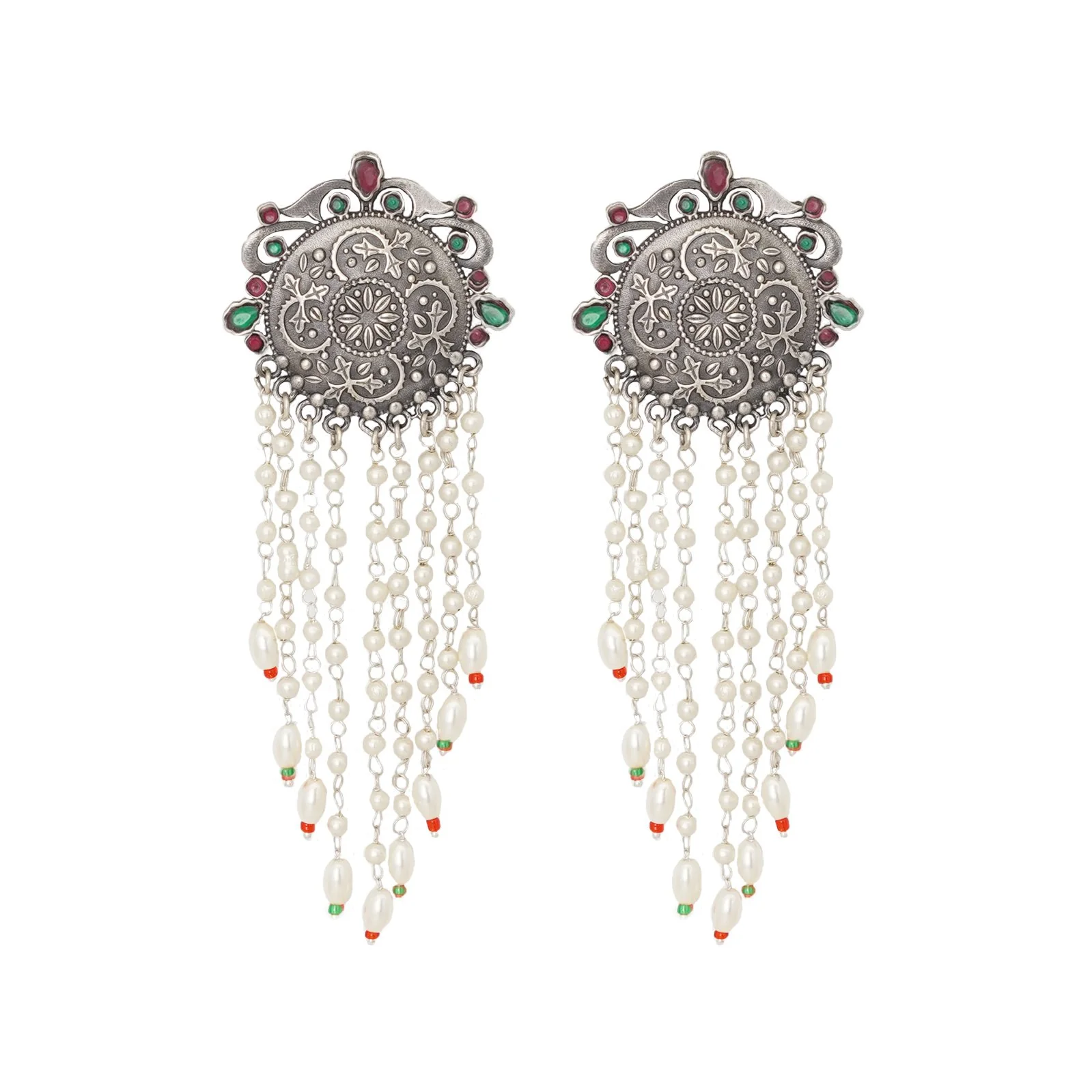 Teejh Sayali Silver Oxidised Multicolor Earrings - Image 3