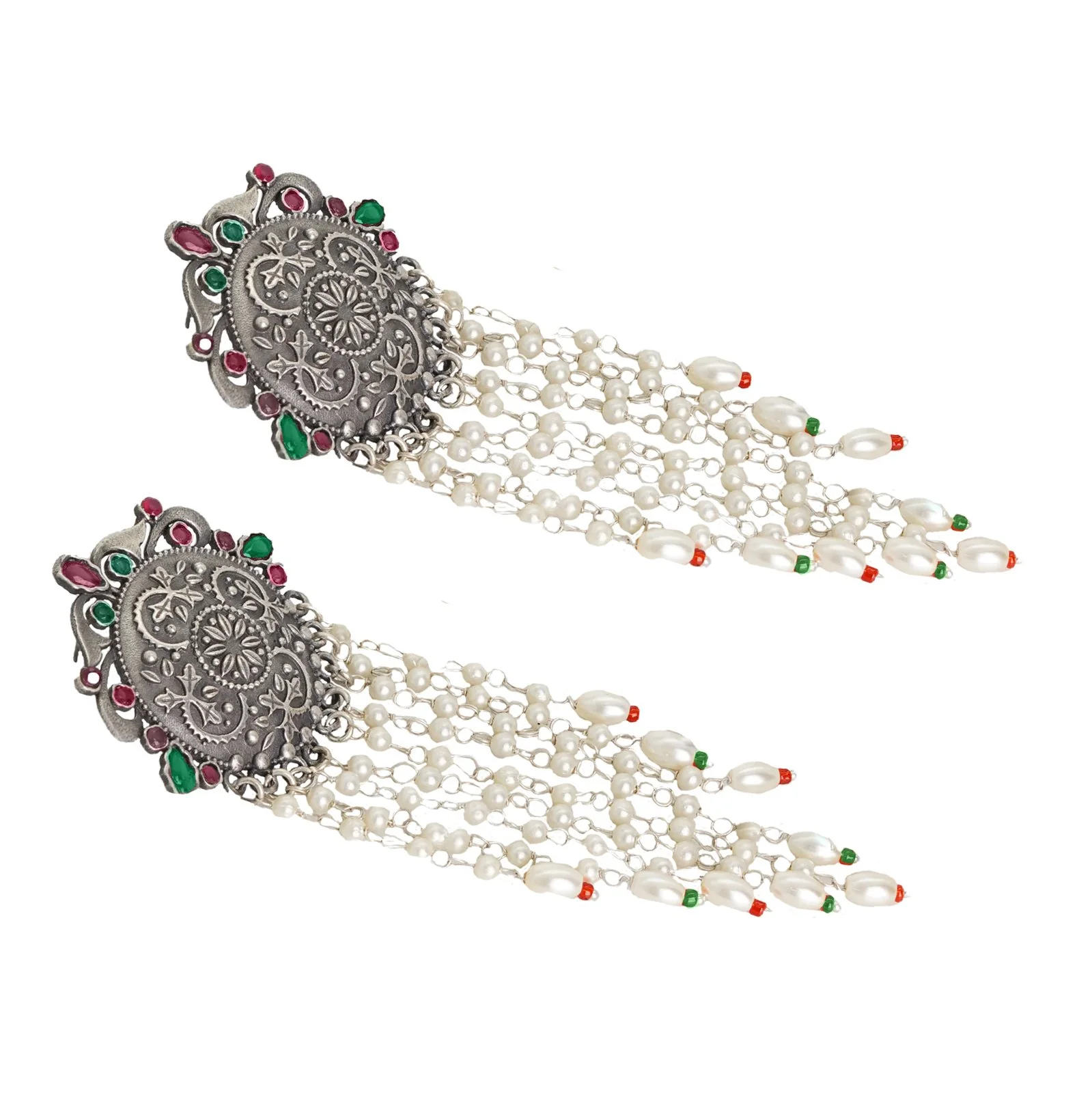 Teejh Sayali Silver Oxidised Multicolor Earrings - Image 4