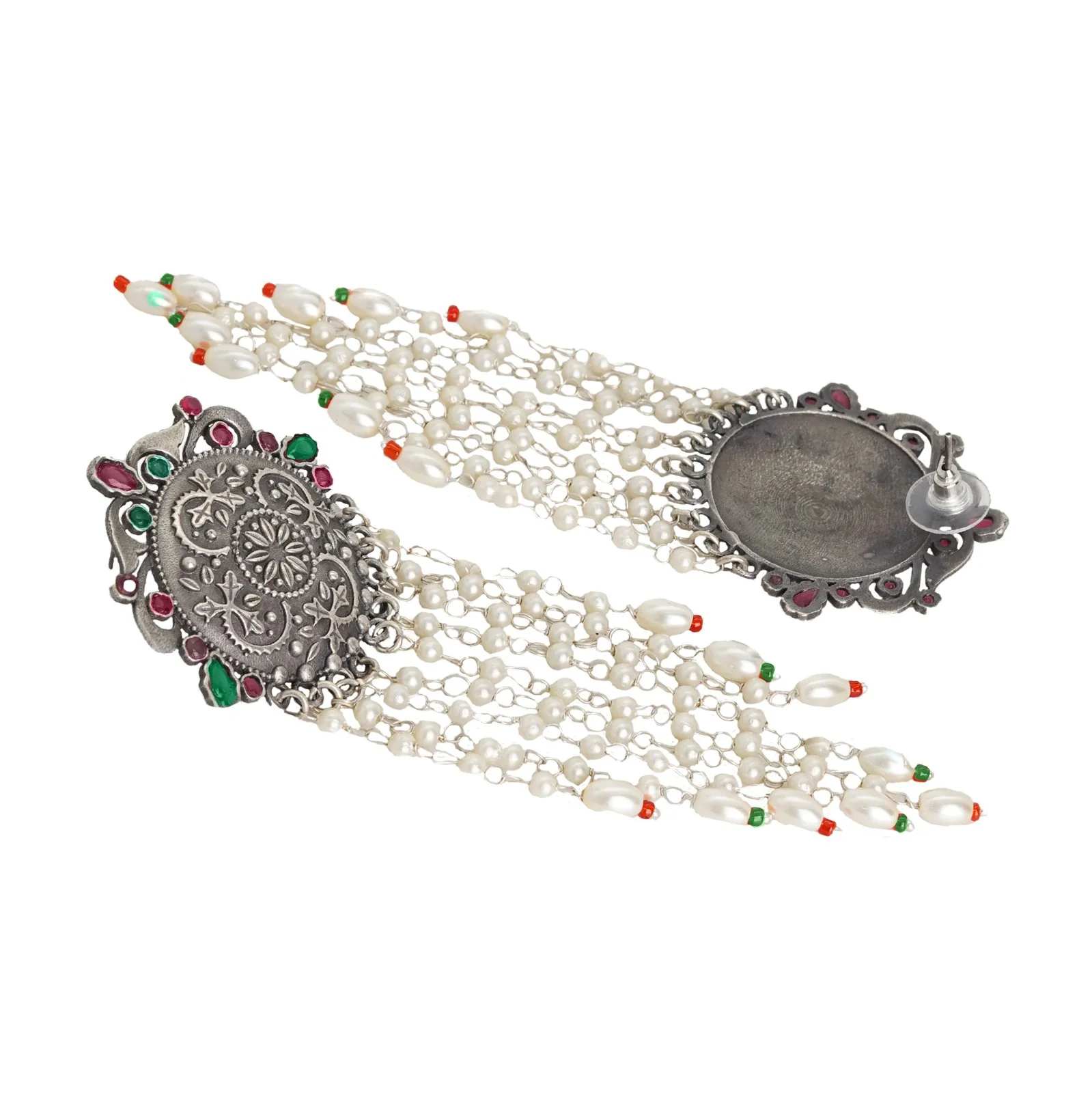 Teejh Sayali Silver Oxidised Multicolor Earrings - Image 5