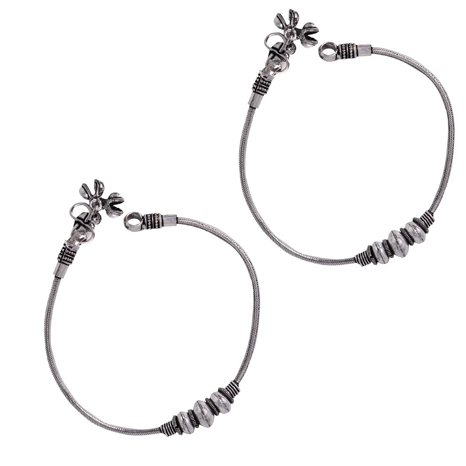 Teejh Sejal Ethnic Silver Oxidised Anklets - Image 5