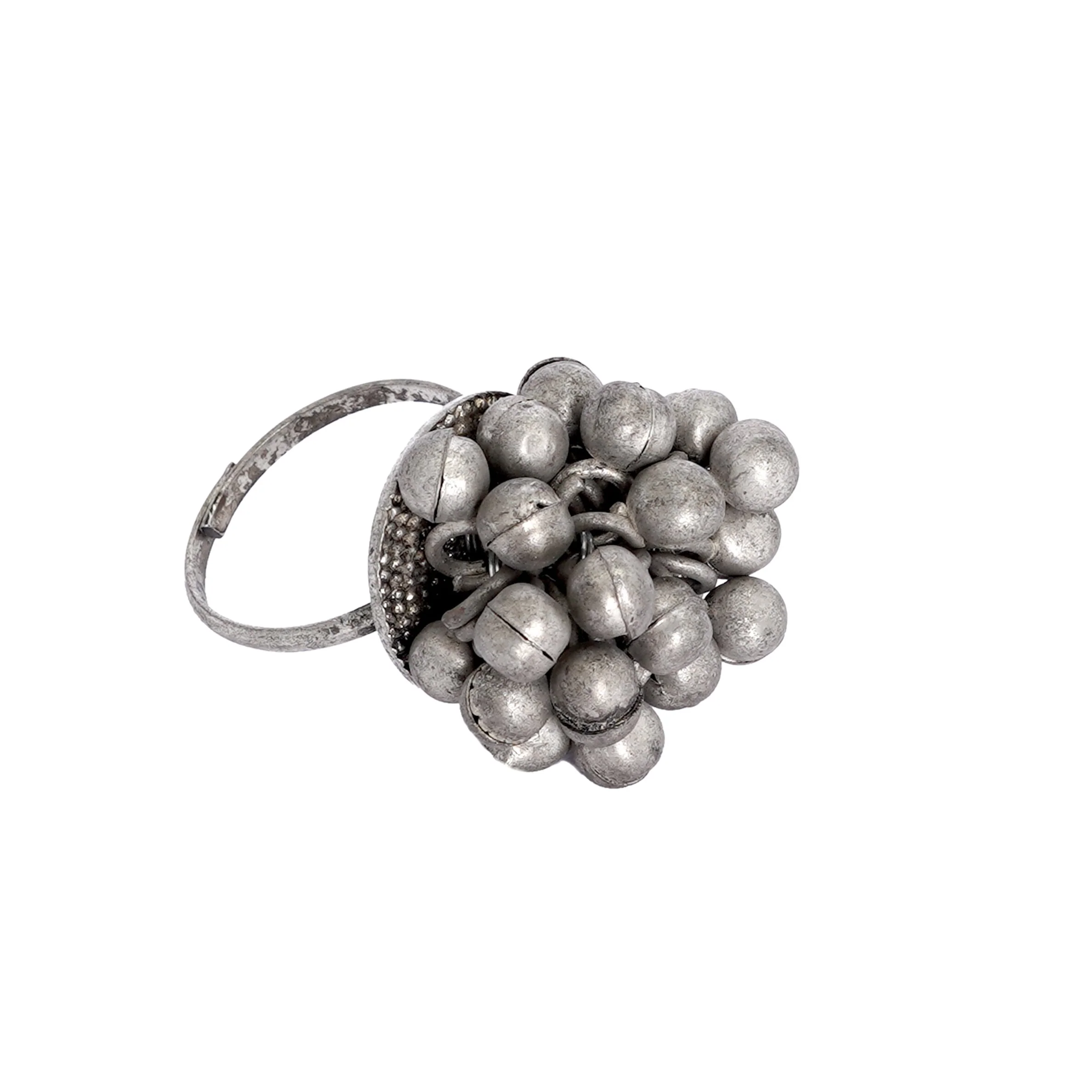 Teejh Selvi Ghungroo Silver Oxidised Ring - Image 3