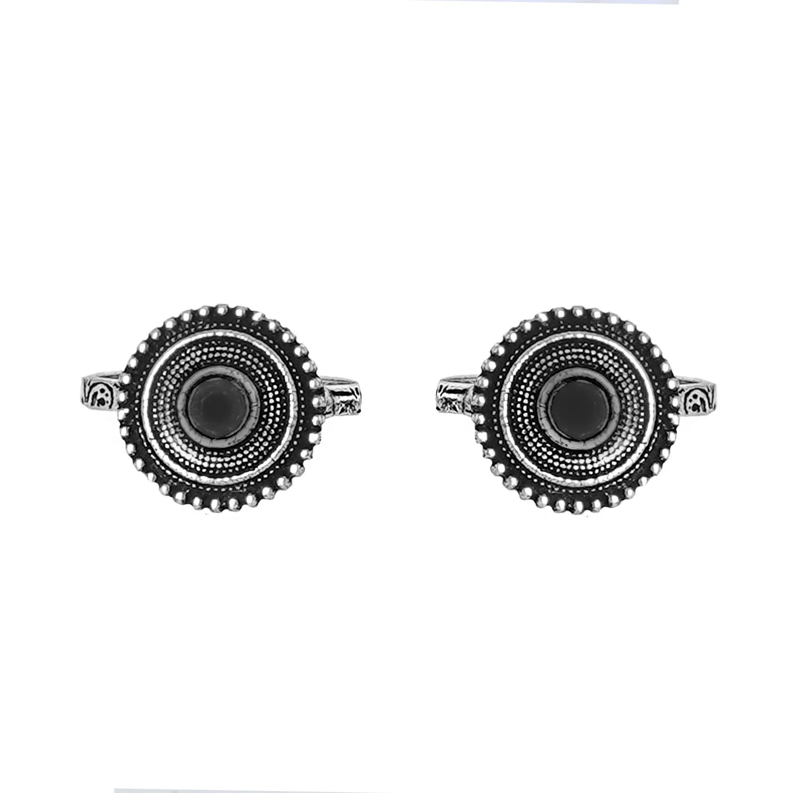 Teejh Shaanvi Black Stone Silver Oxidised Toe Rings - Image 3