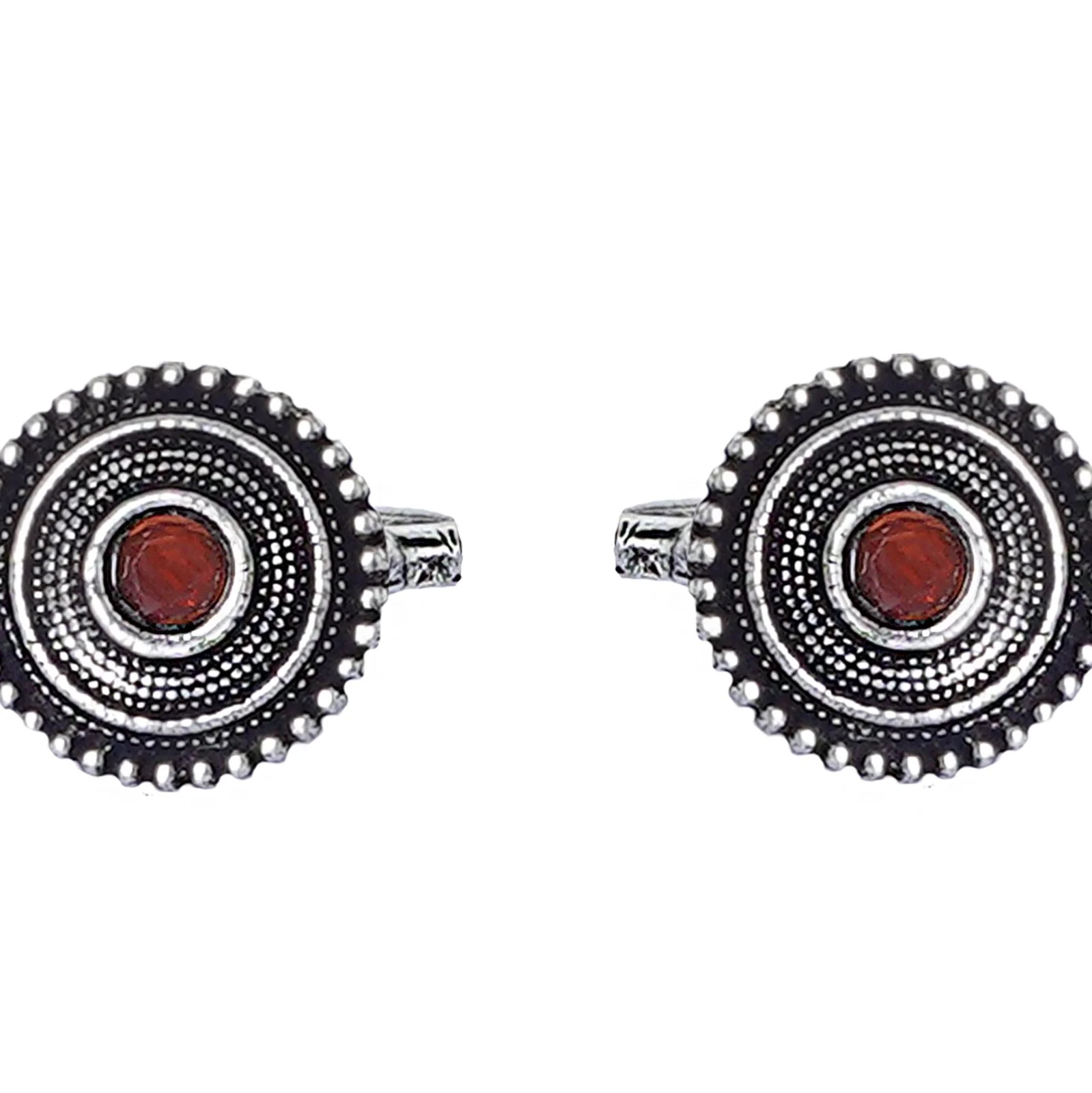 Teejh Shaanvi Orange Stone Silver Oxidised Toe Rings - Image 3