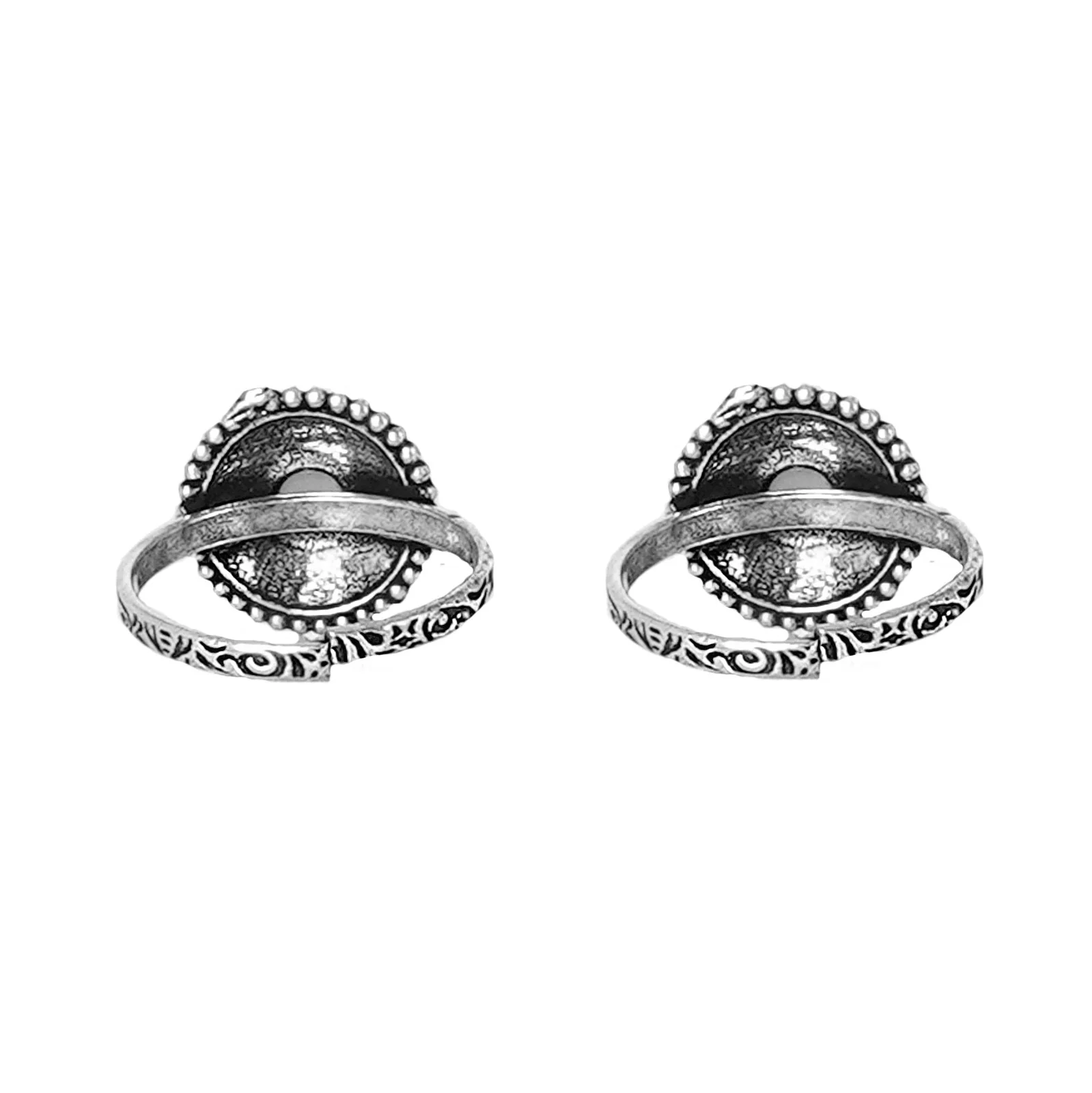 Teejh Shaanvi Orange Stone Silver Oxidised Toe Rings - Image 5