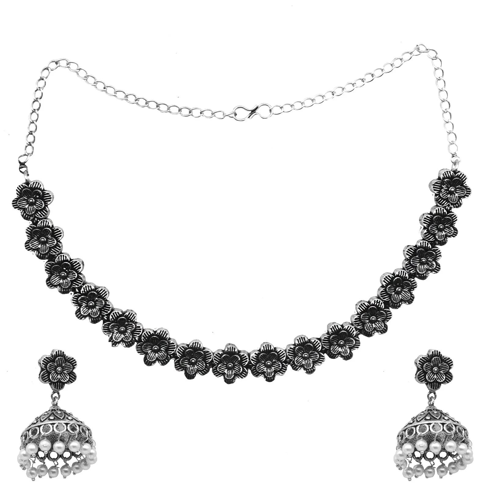 Teejh Shachi Floral Metallic Necklace Set - Image 3