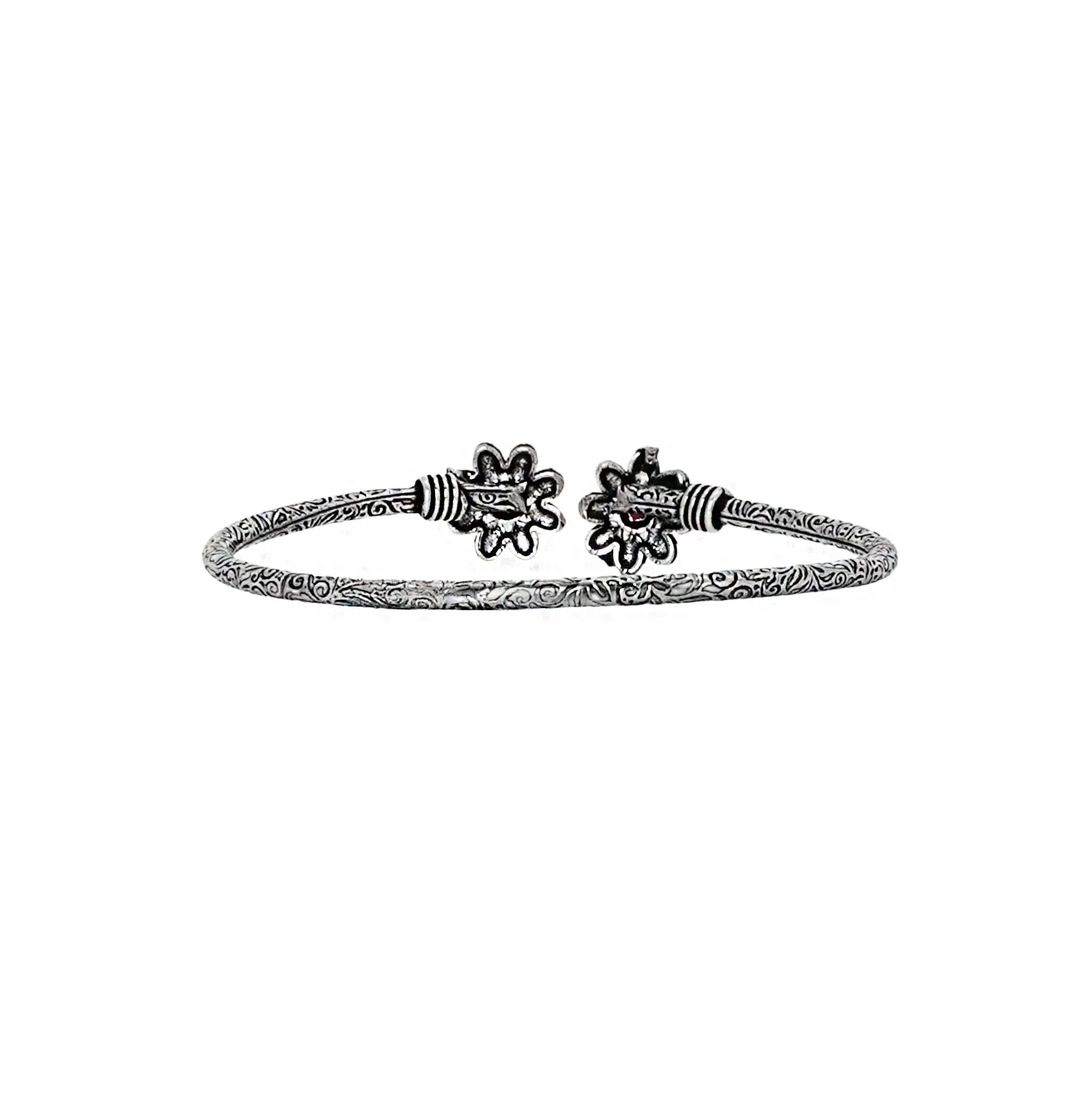 Teejh Shambhavi Silver Oxidised Floral Bracelet - Image 6
