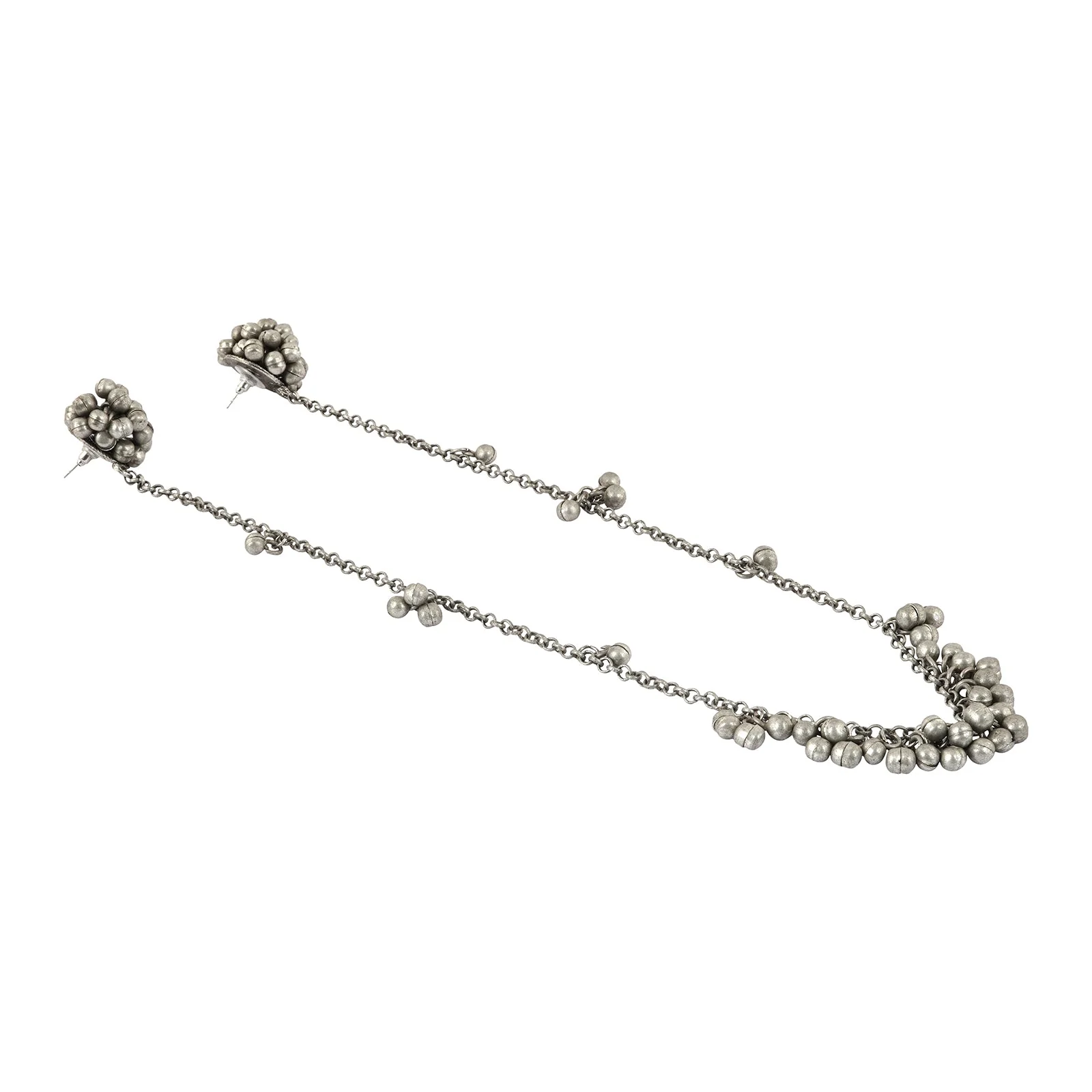 Teejh Sharia Silver Oxidised Ghungroo Earring Necklace - Image 4