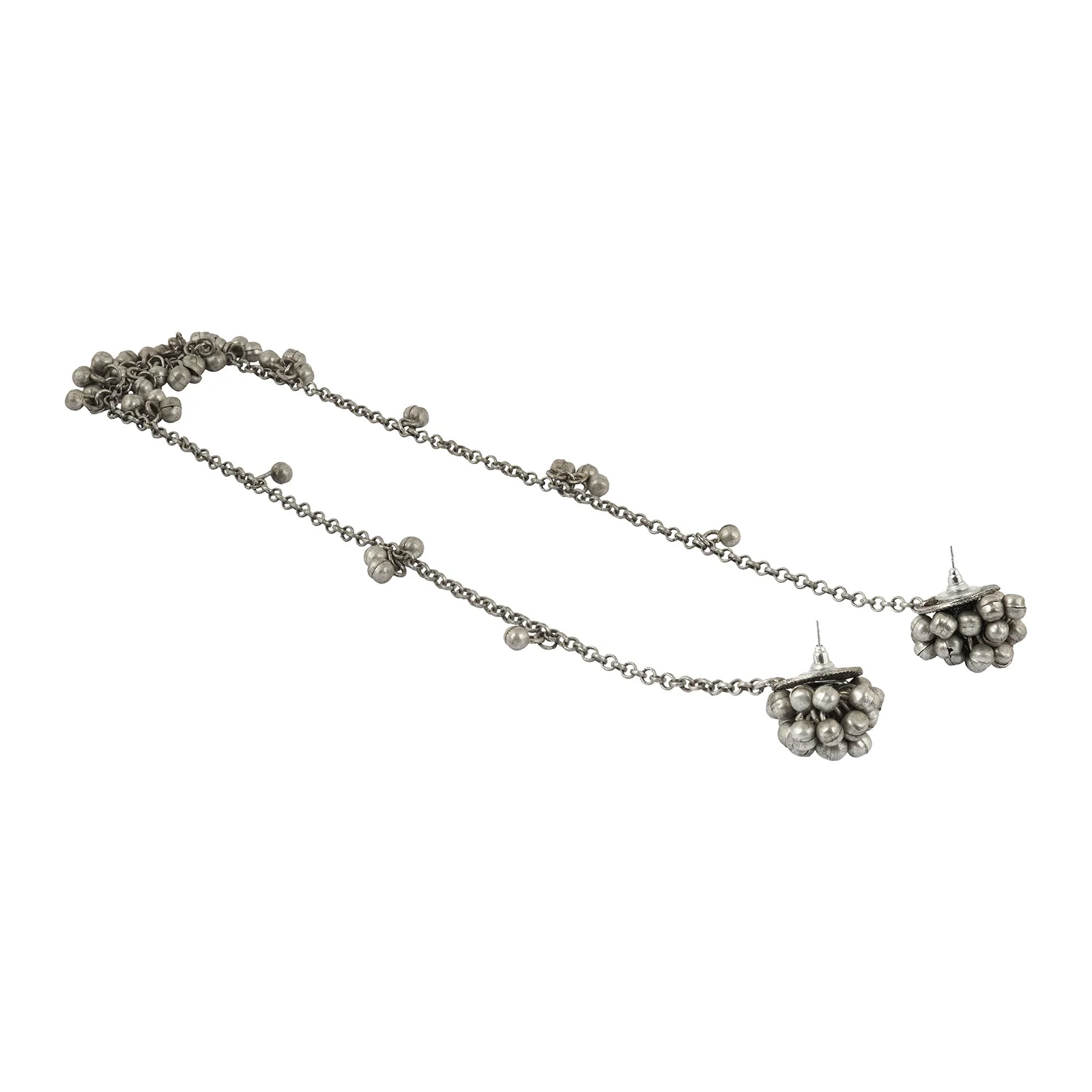 Teejh Sharia Silver Oxidised Ghungroo Earring Necklace - Image 5