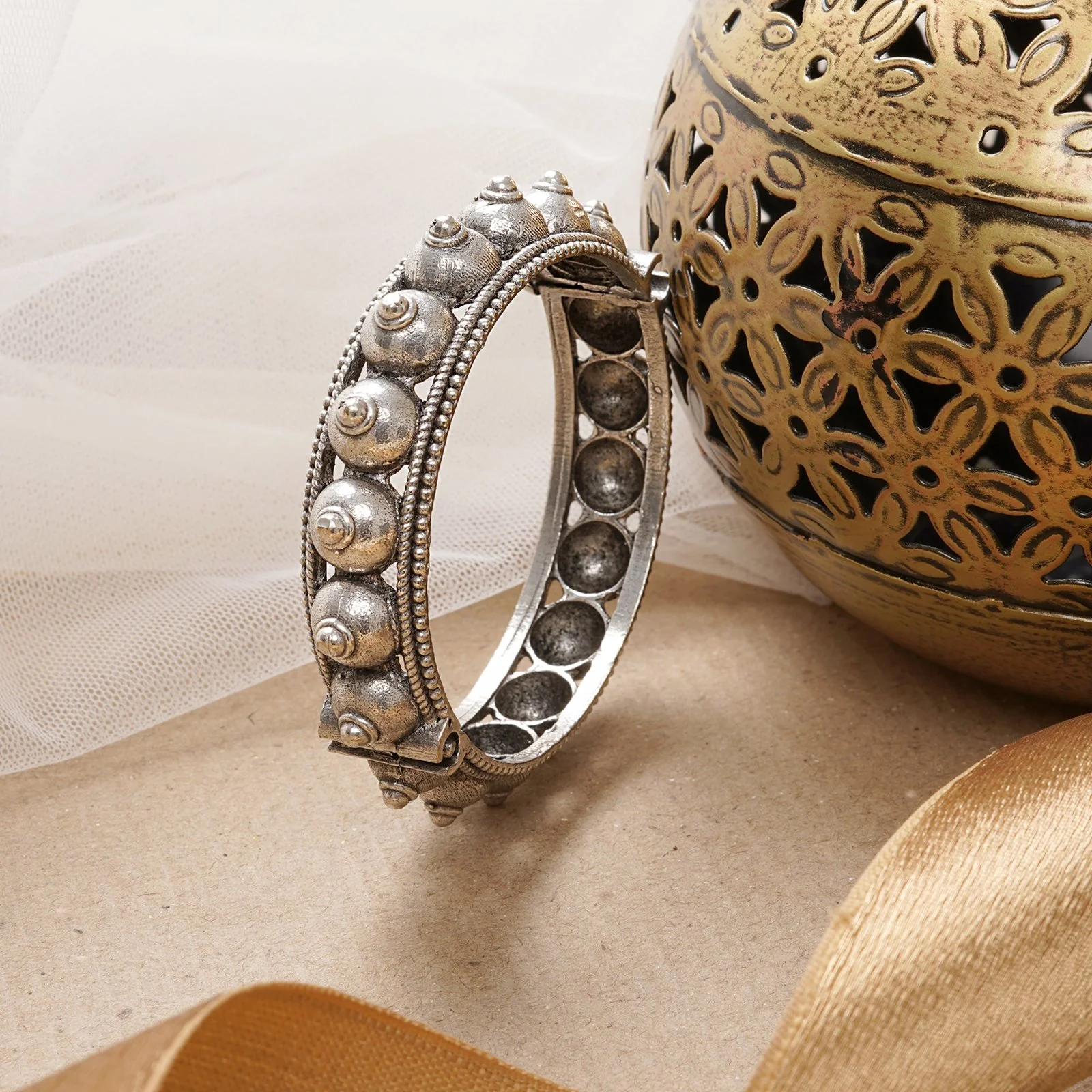 Teejh Sharmila Silver Oxidised Bangle - Image 2
