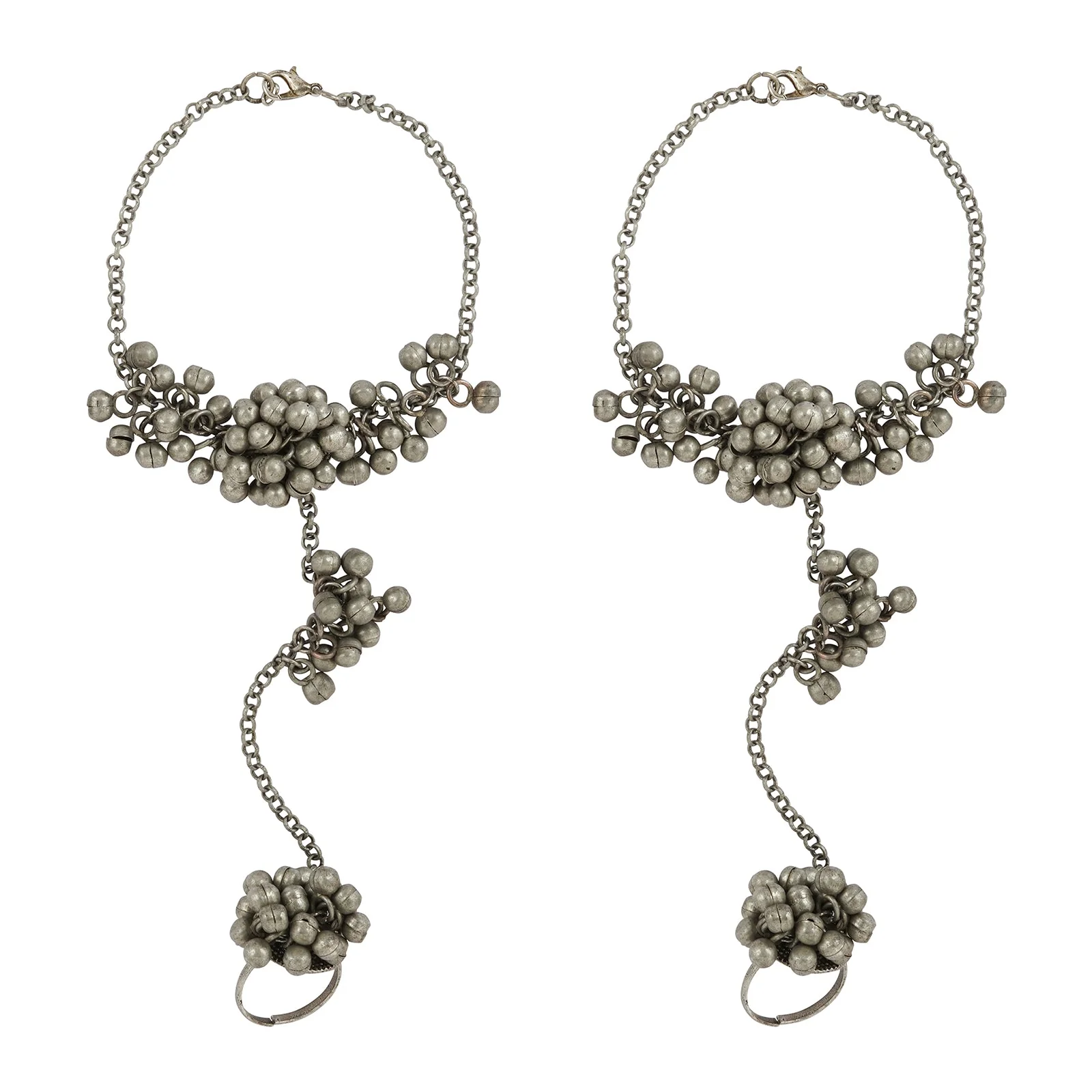 Teejh Shazana Silver Oxidised Ghungroo Anklet - Image 3
