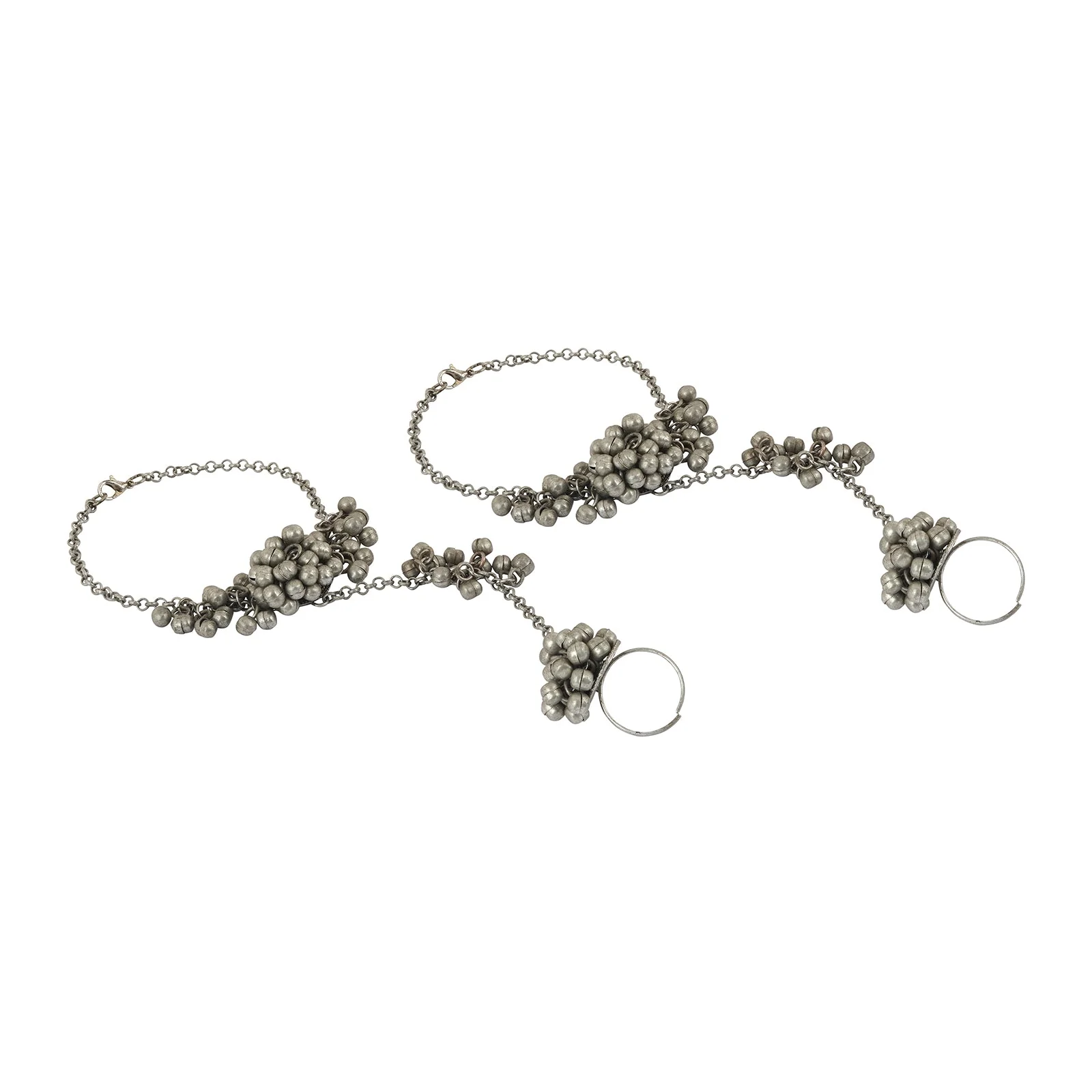 Teejh Shazana Silver Oxidised Ghungroo Anklet - Image 4