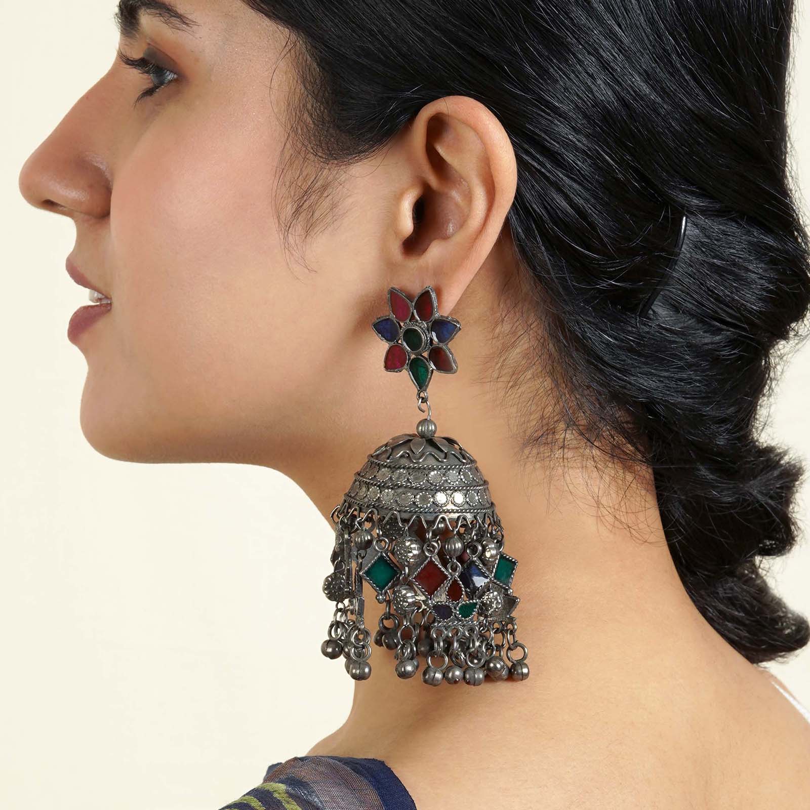 Teejh Shivani Silver Oxidised Earring - Image 2