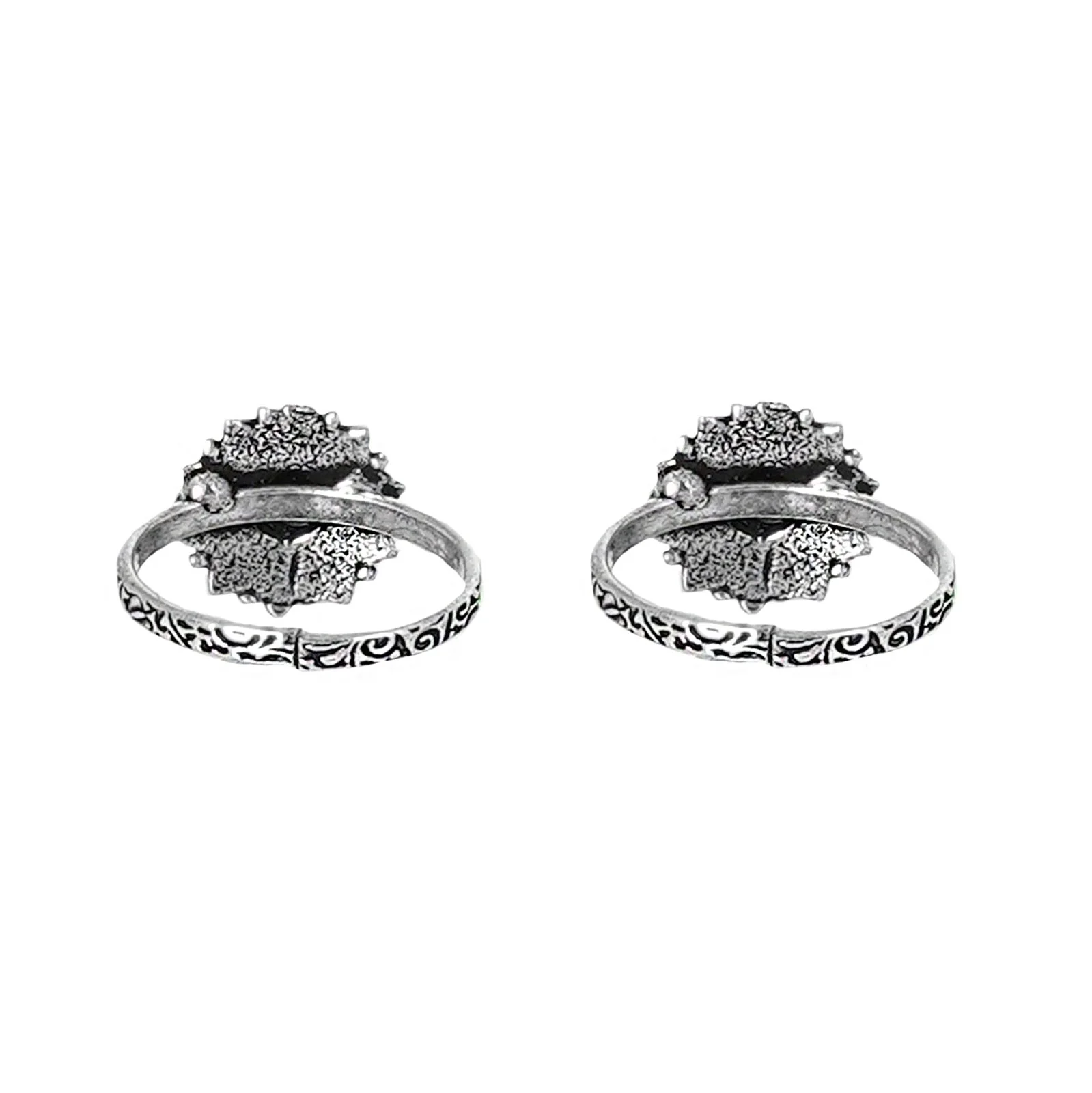 Teejh Siya Pink Stone Silver Oxidised Toe Rings - Image 4