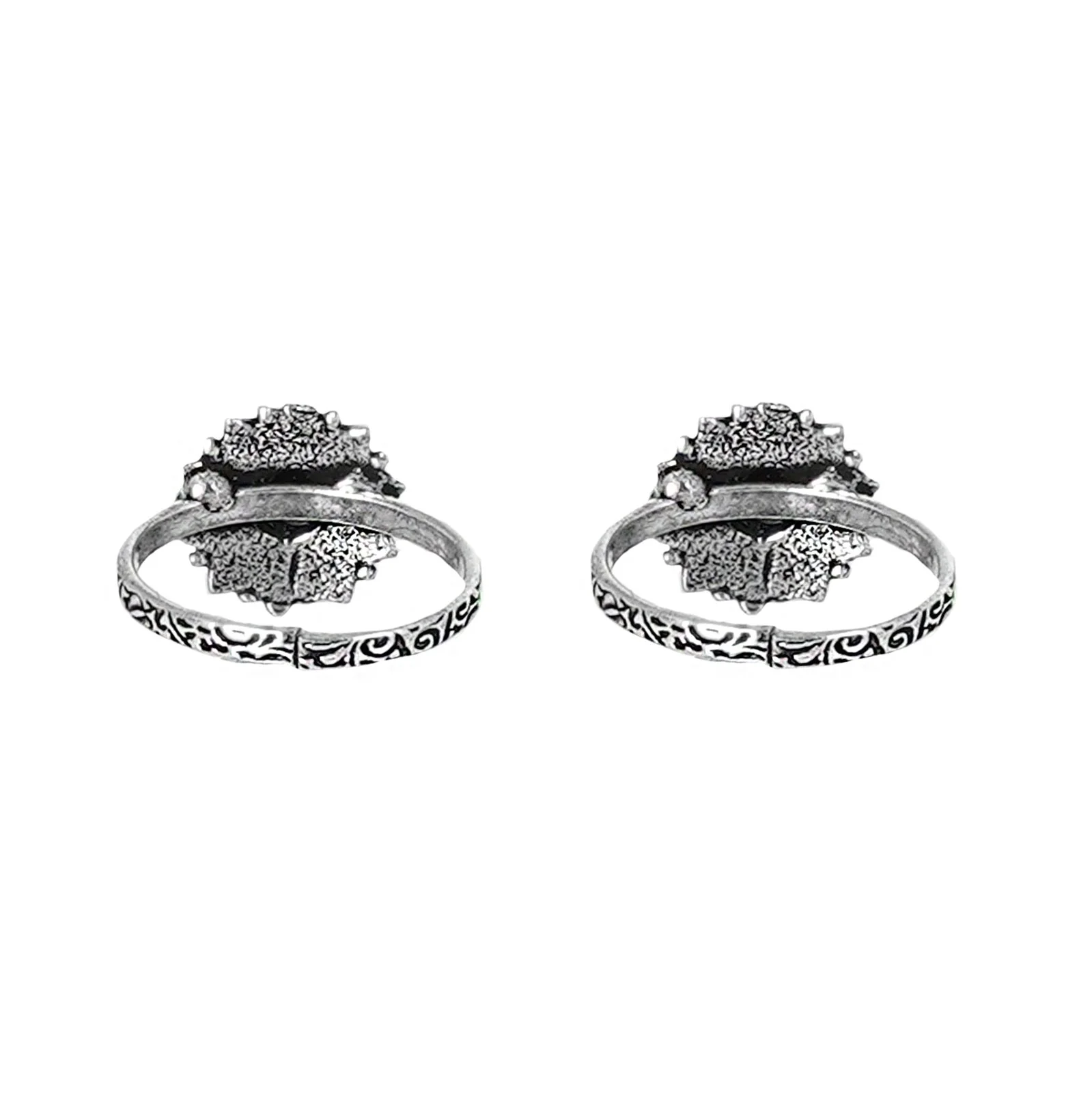Teejh Siya White Stone Silver Oxidised Toe Rings - Image 4