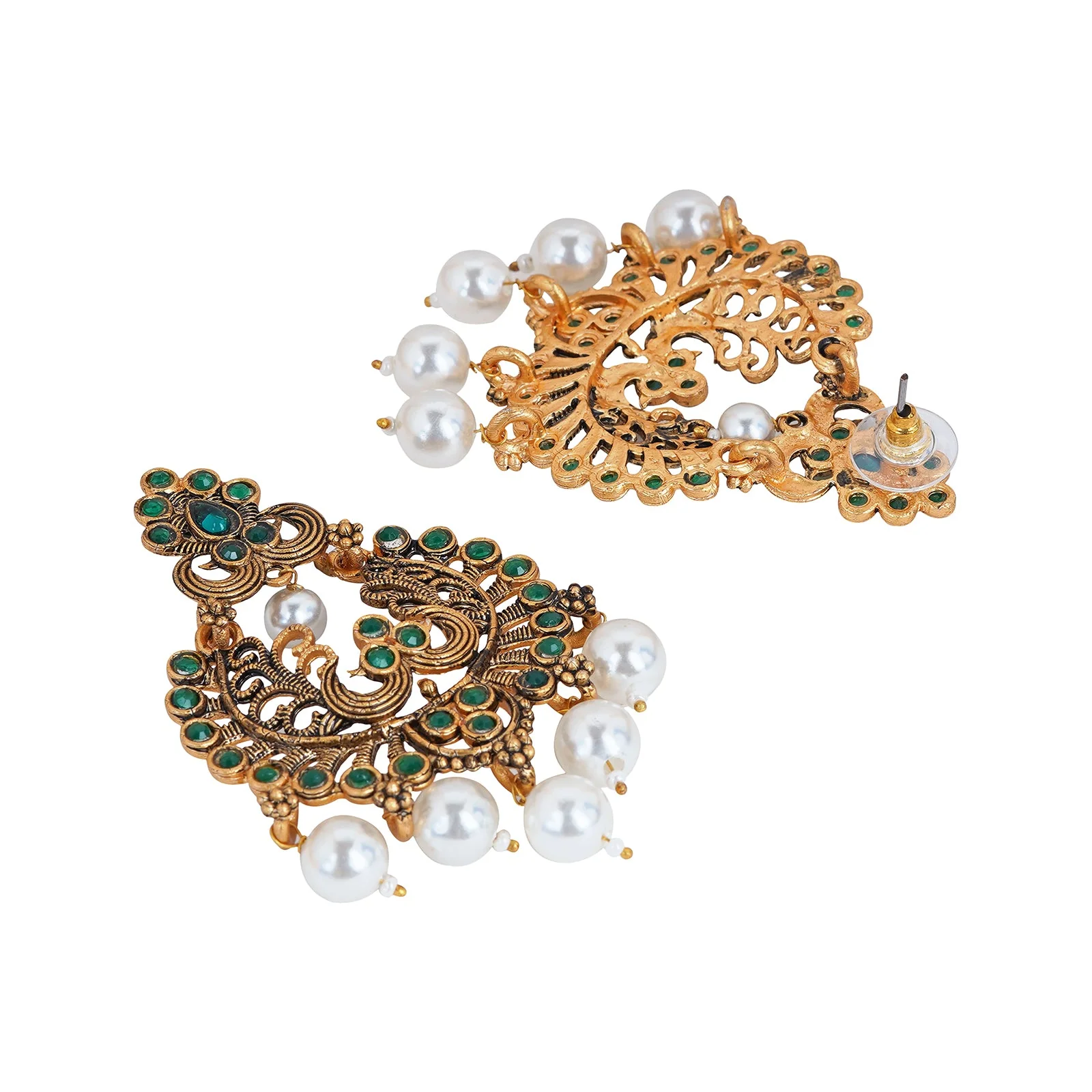 Teejh Siyaa Dark Green Gold Enamel Earrings - Image 4