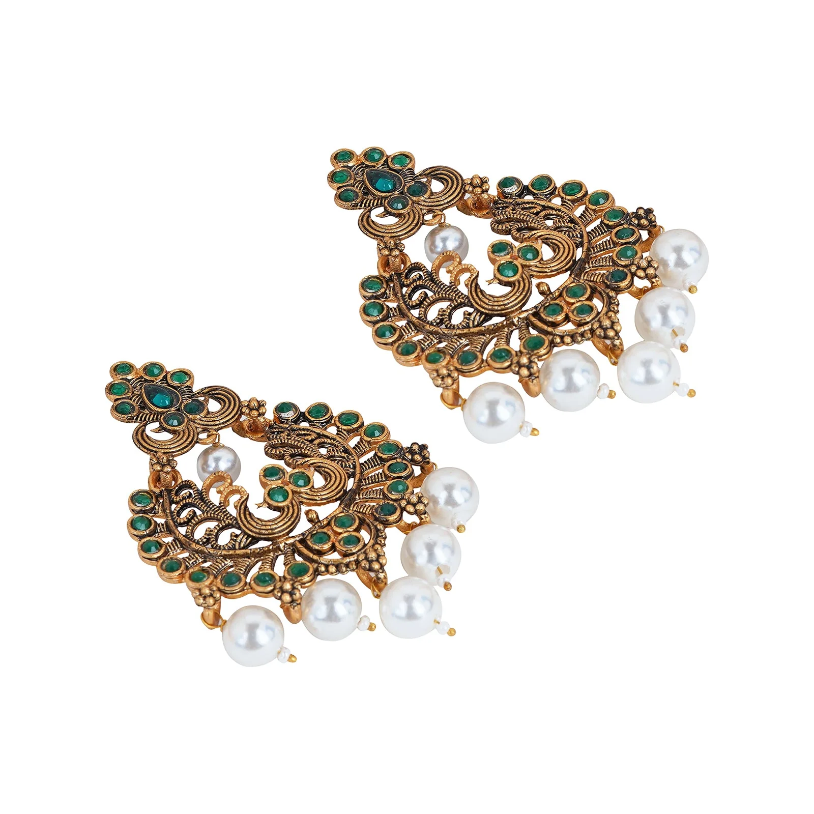 Teejh Siyaa Dark Green Gold Enamel Earrings - Image 5