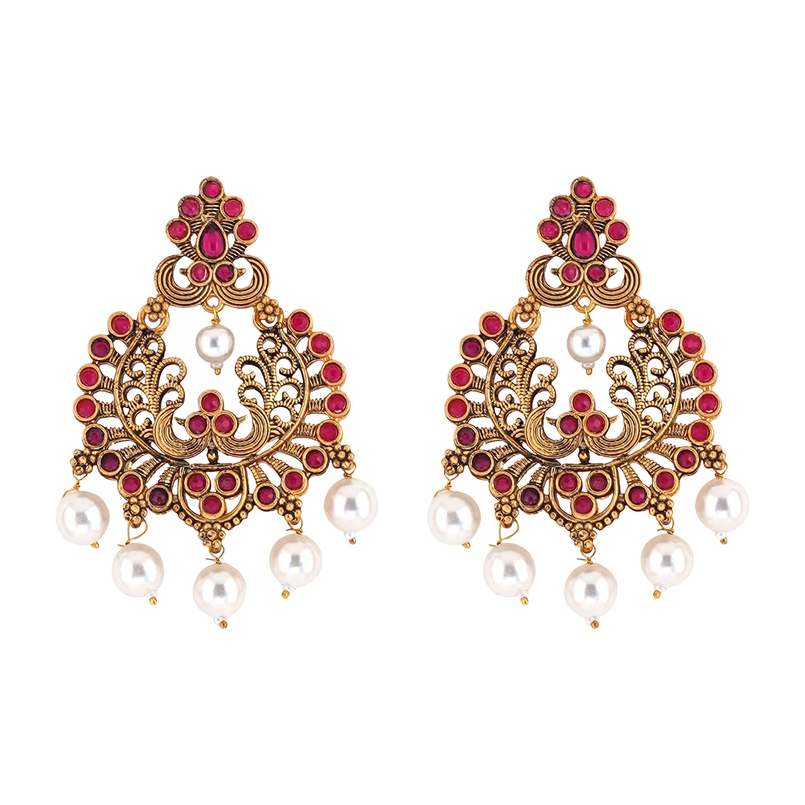 Teejh Siyaa Magenta Gold Enamel Earrings - Image 3