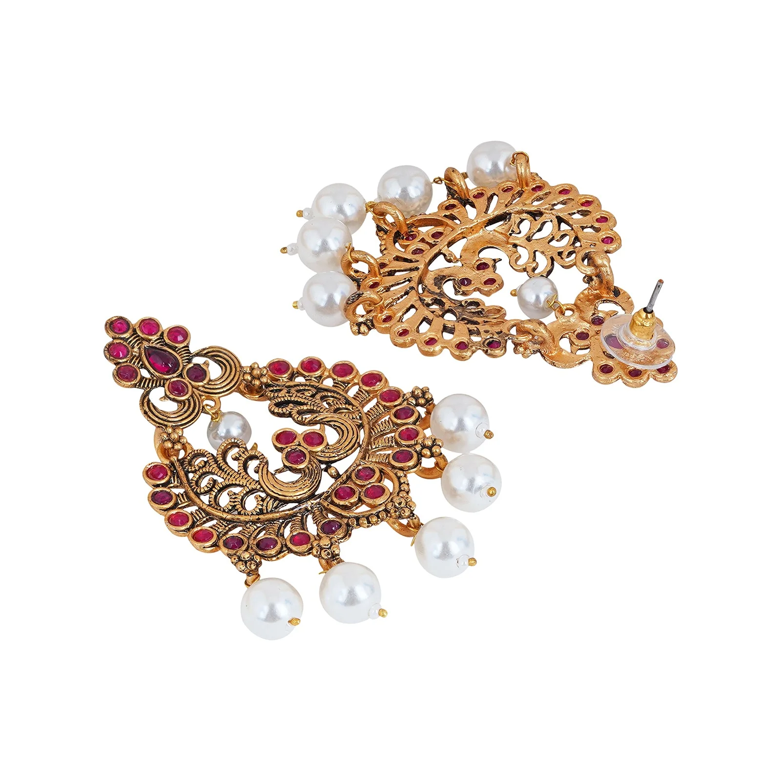 Teejh Siyaa Magenta Gold Enamel Earrings - Image 4