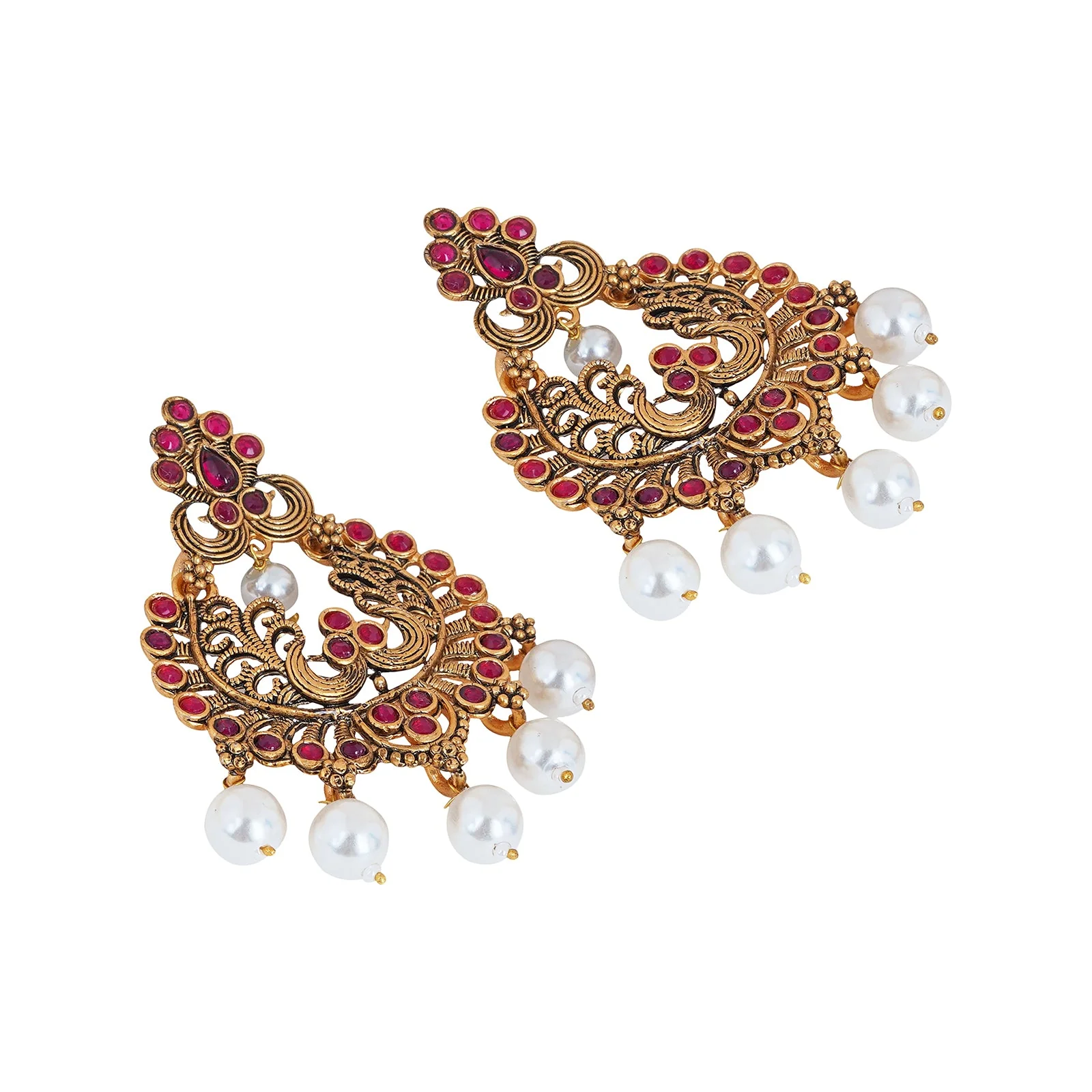 Teejh Siyaa Magenta Gold Enamel Earrings - Image 5