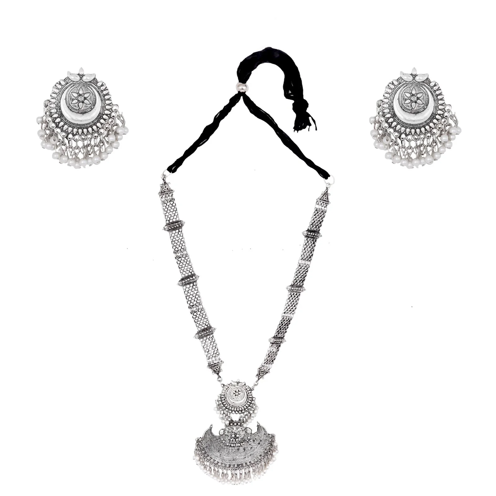 Teejh Siyona Antique Silver Polish Necklace Set - Image 3