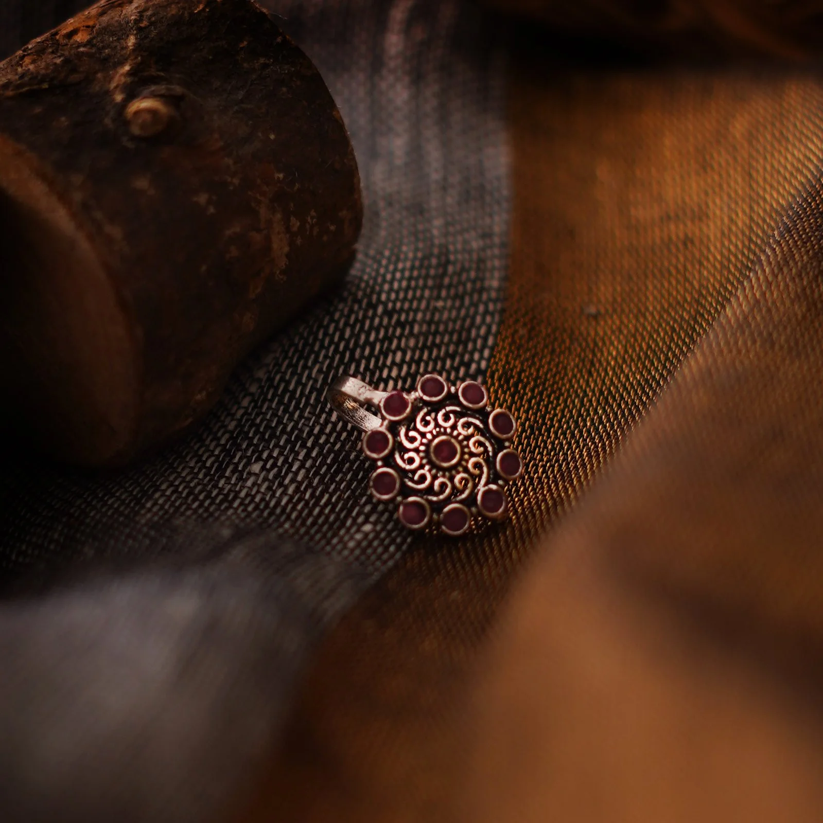 Teejh Soumya Red Stone Nose Pin - Image 2
