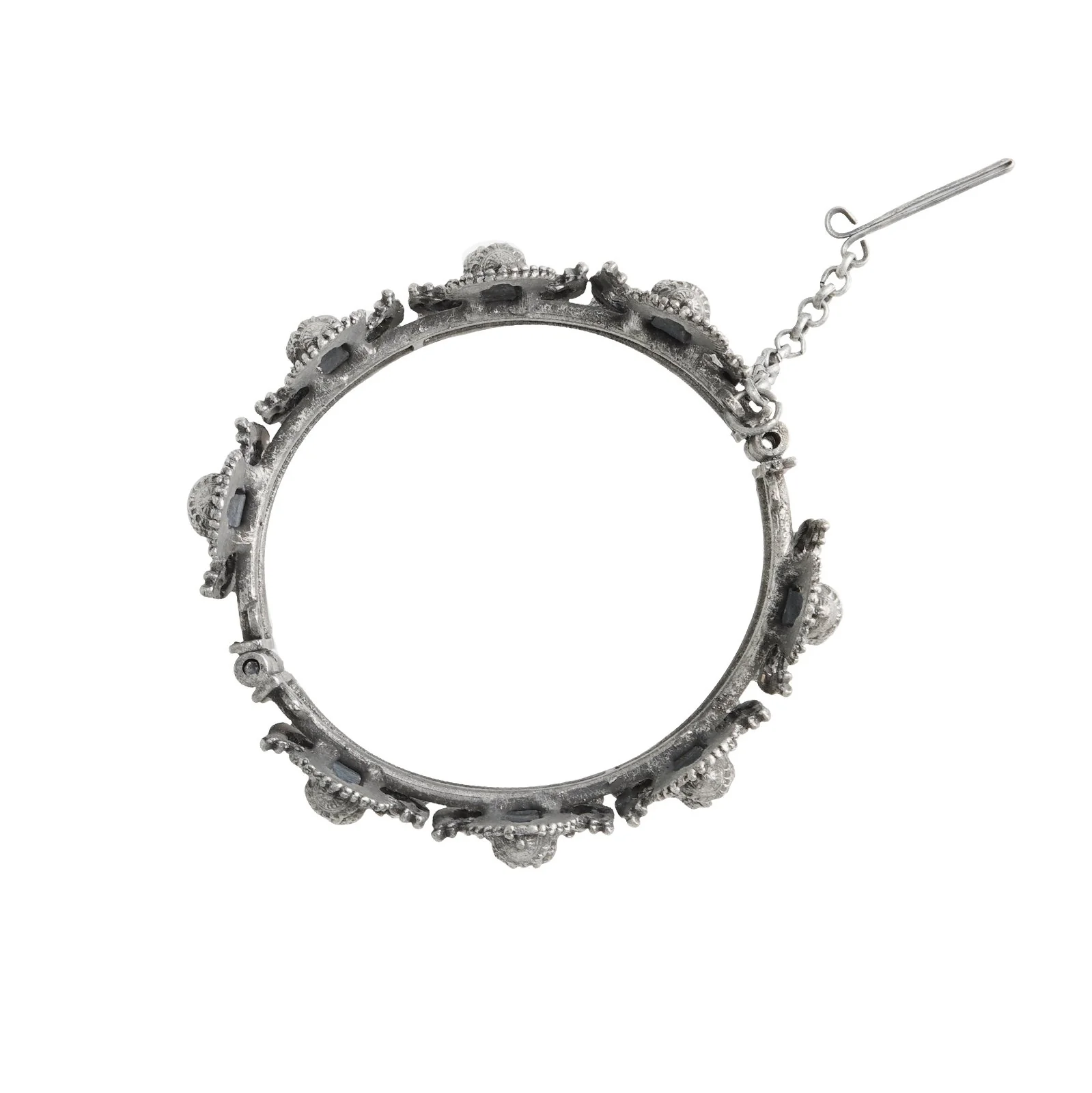 Teejh Sudha Green Stone Silver Oxidised Bangle - Image 5