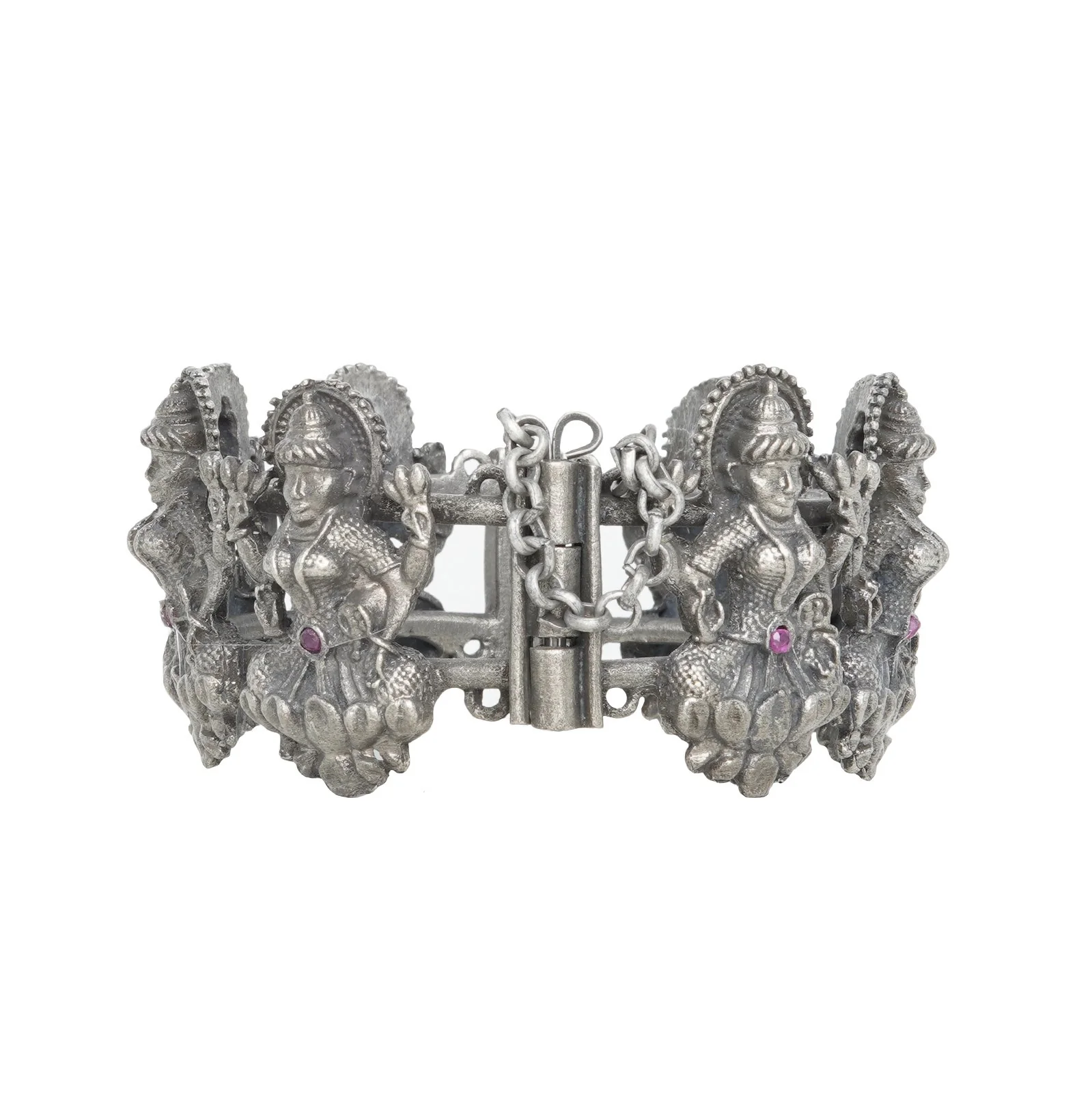 Teejh Sudha Red Stone Silver Oxidised Bangle - Image 6