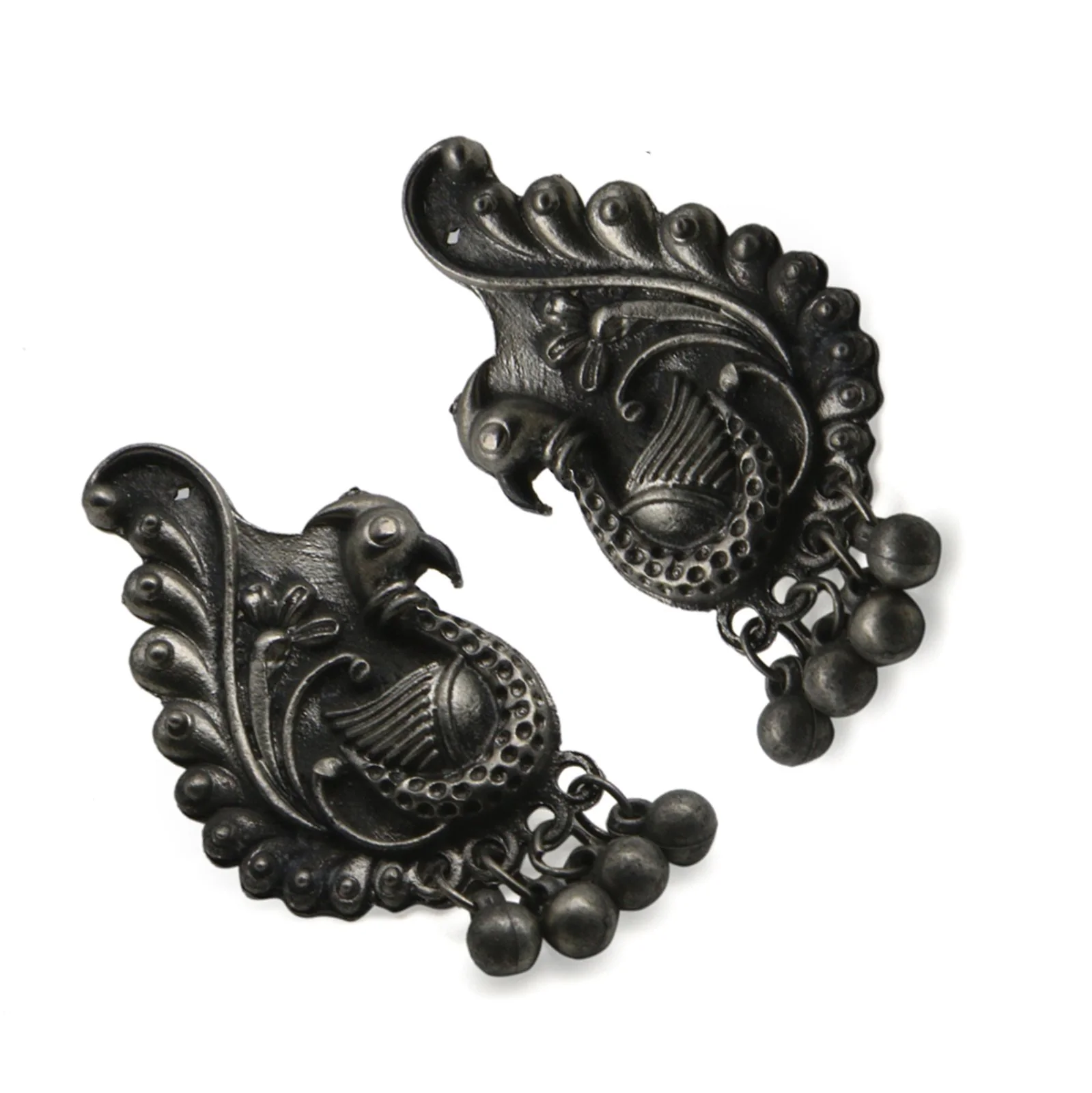 Suhani Peacock Silver Oxidised Necklace Set - Image 5
