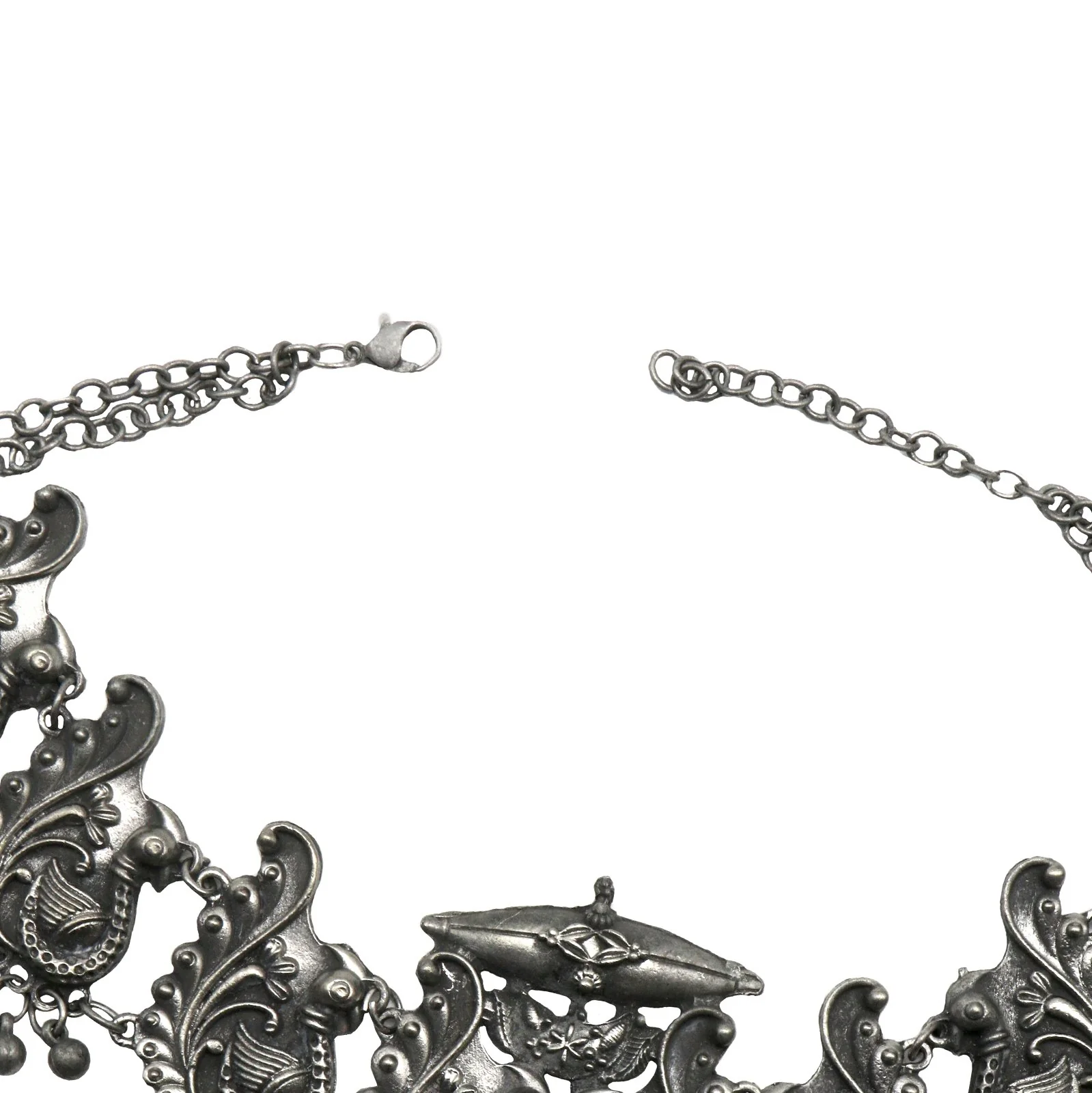 Suhani Peacock Silver Oxidised Necklace Set - Image 6