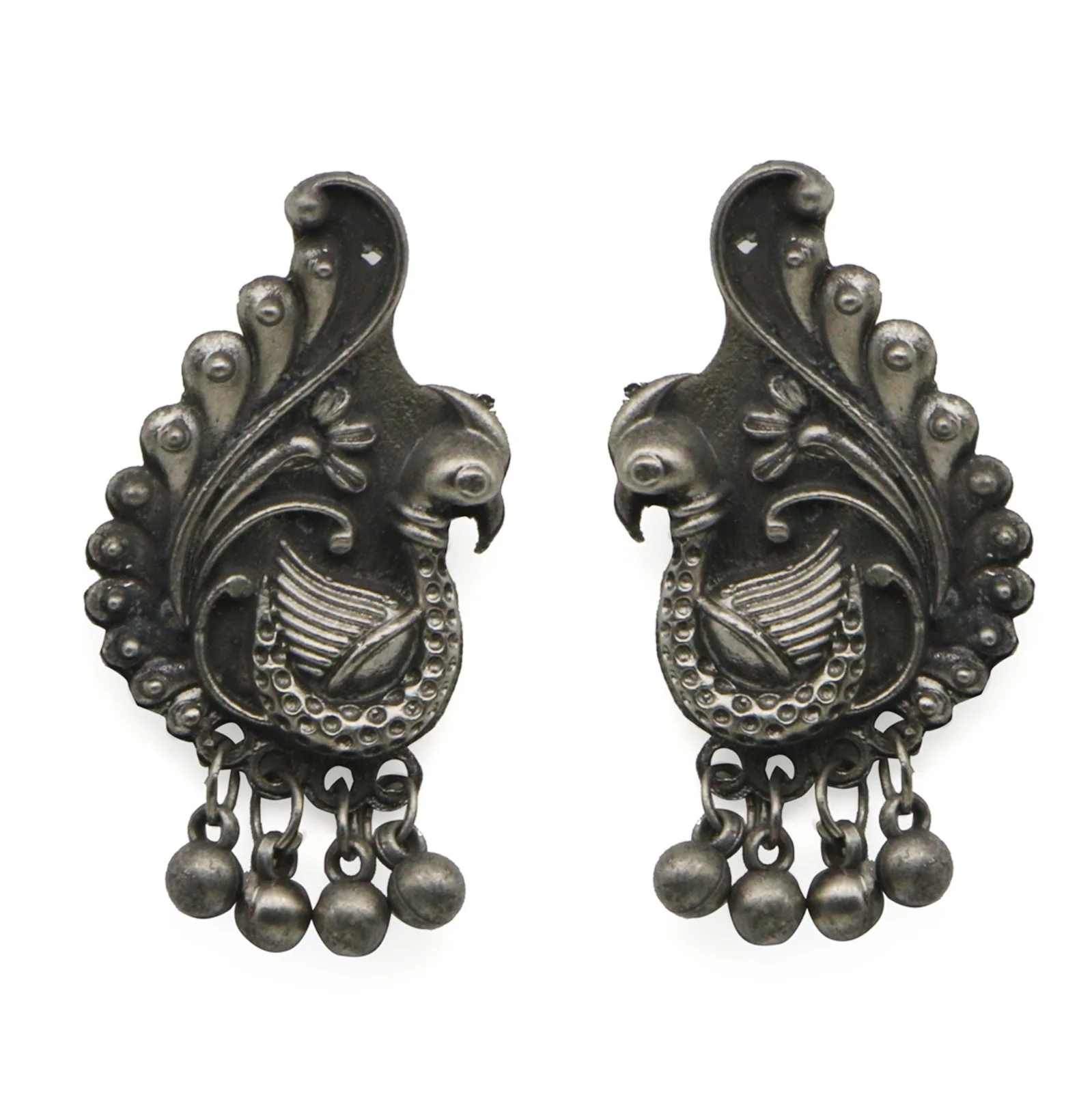 Suhani Peacock Silver Oxidised Necklace Set - Image 7