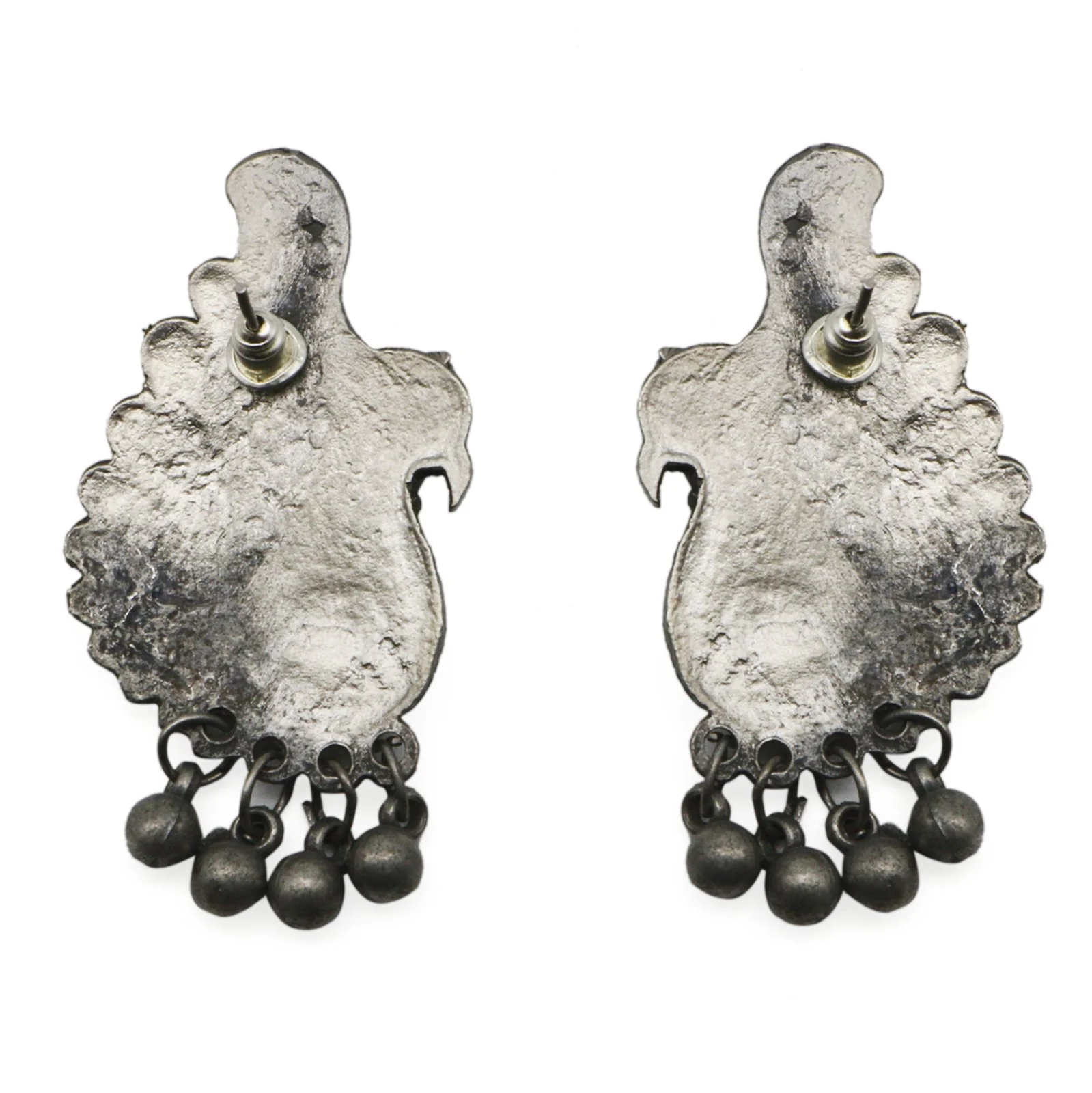 Suhani Peacock Silver Oxidised Necklace Set - Image 8