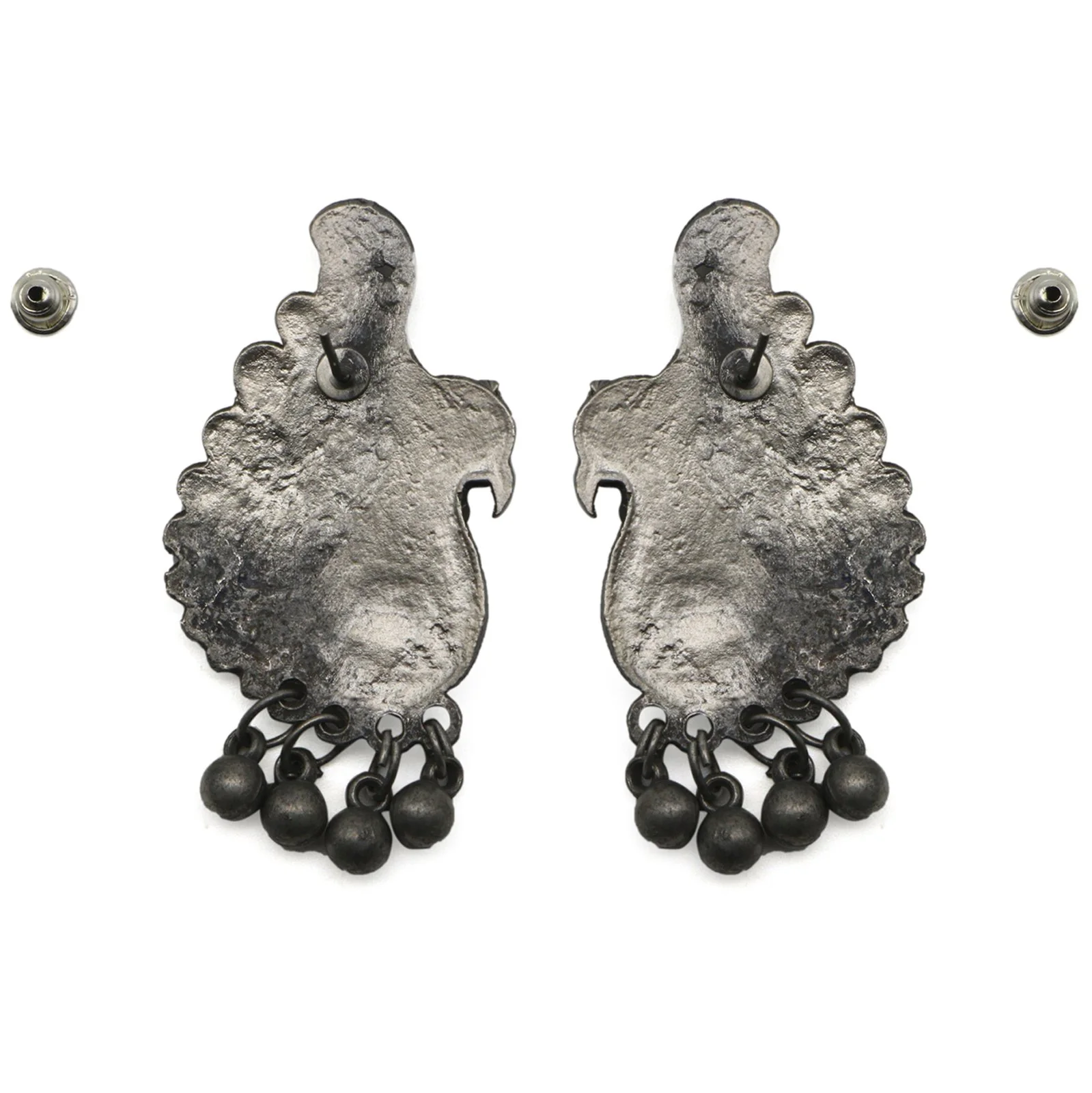 Suhani Peacock Silver Oxidised Necklace Set - Image 9