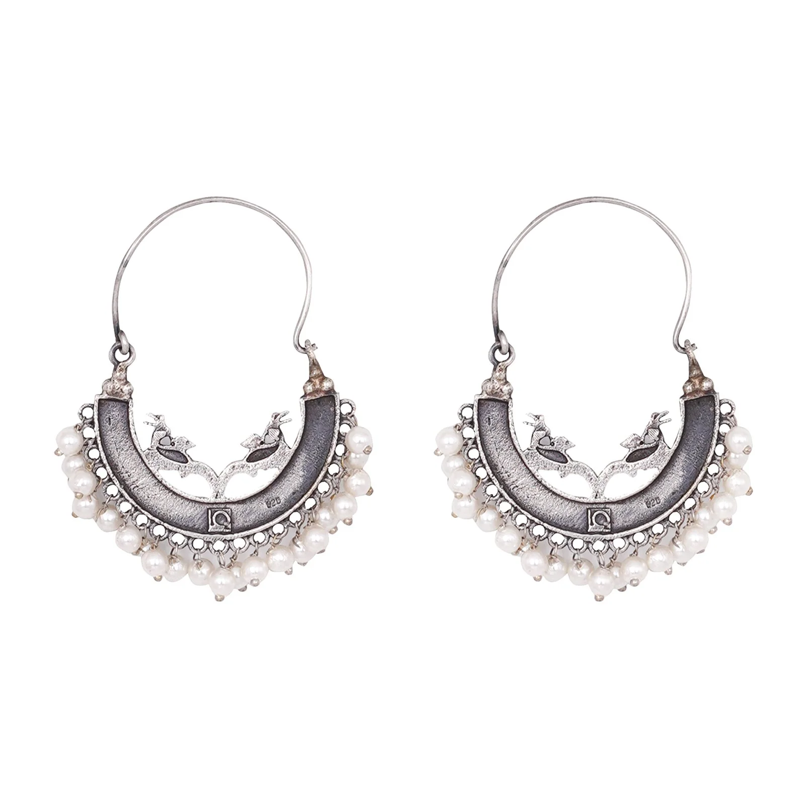 Teejh Sumeda Ethnic Silver Oxidised Hoop EarTeejh Ring - Image 3