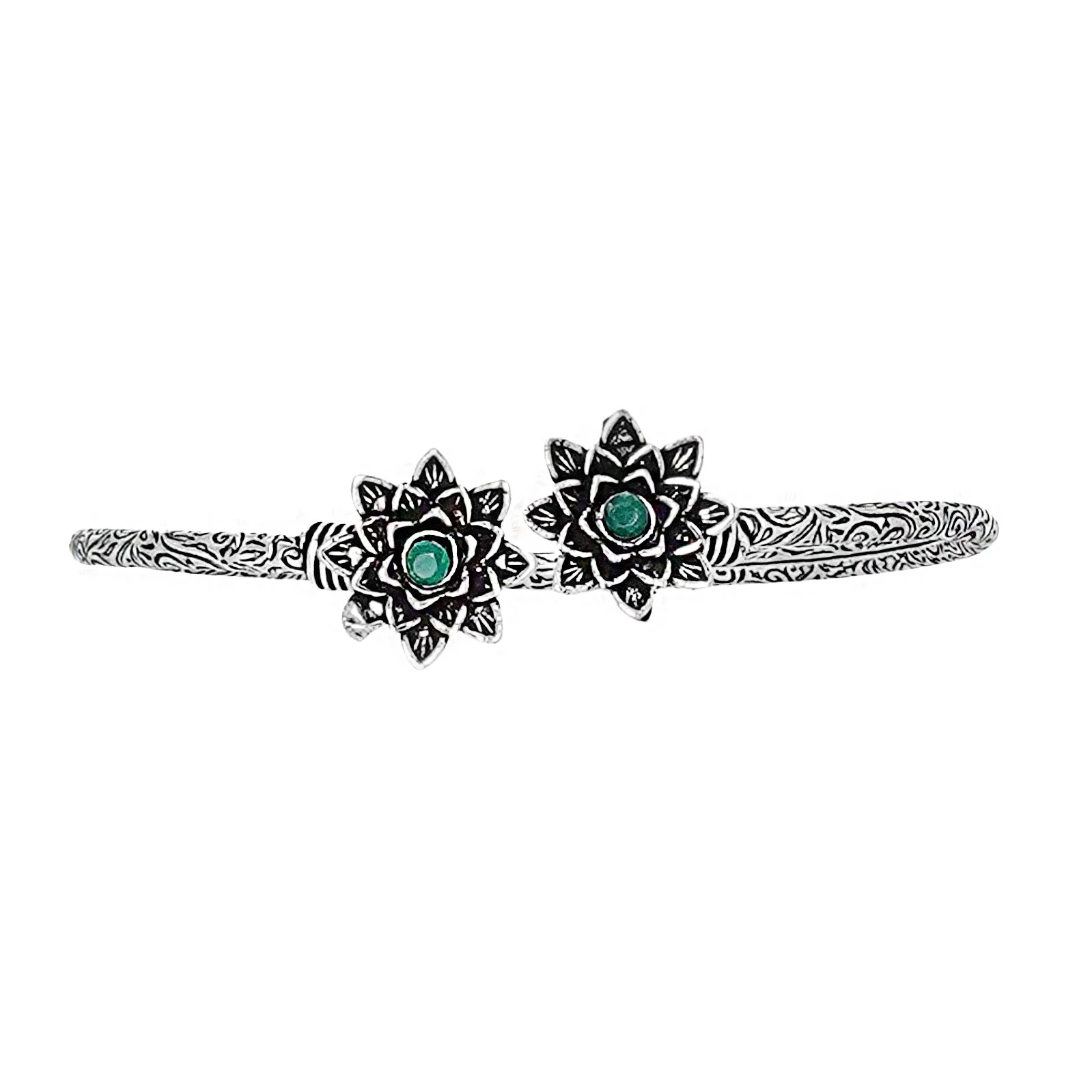 Teejh Sunita Silver Oxidised Floral Bracelet - Image 4