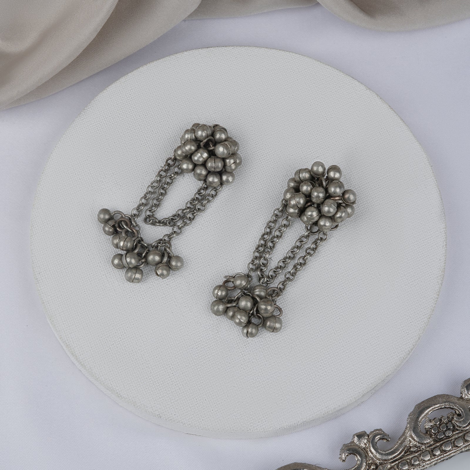 Teejh Tazkia Silver Oxidised Ghungroo Earring - Image 2