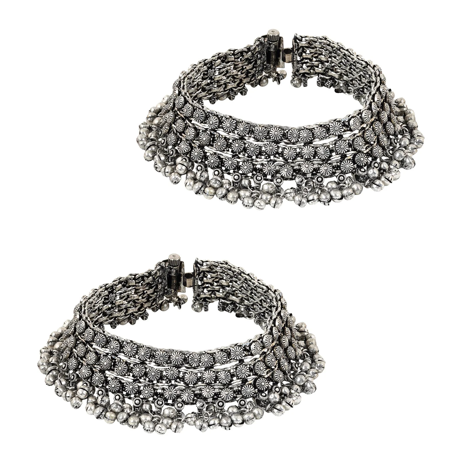 Teejh Turvi silver oxidised anklets - Image 3