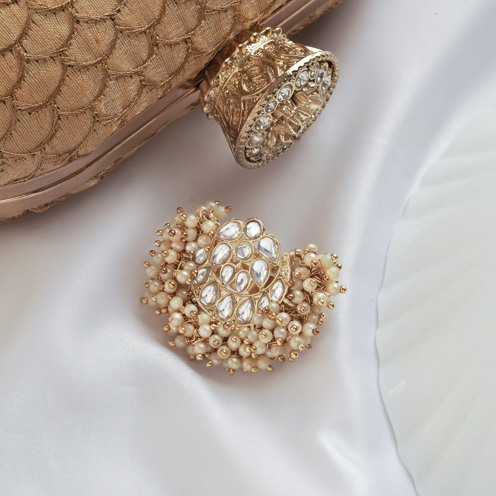 Teejh Ushika Pearl and Polki Ring - Image 2