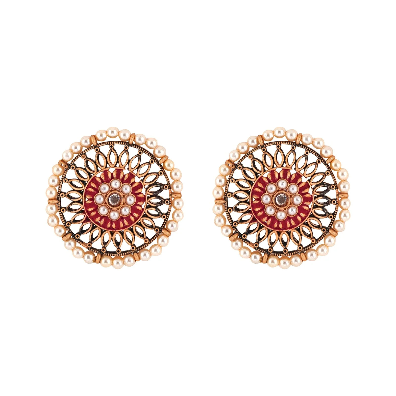 Teejh Vaani Red Gold Enamel Stud - Image 3