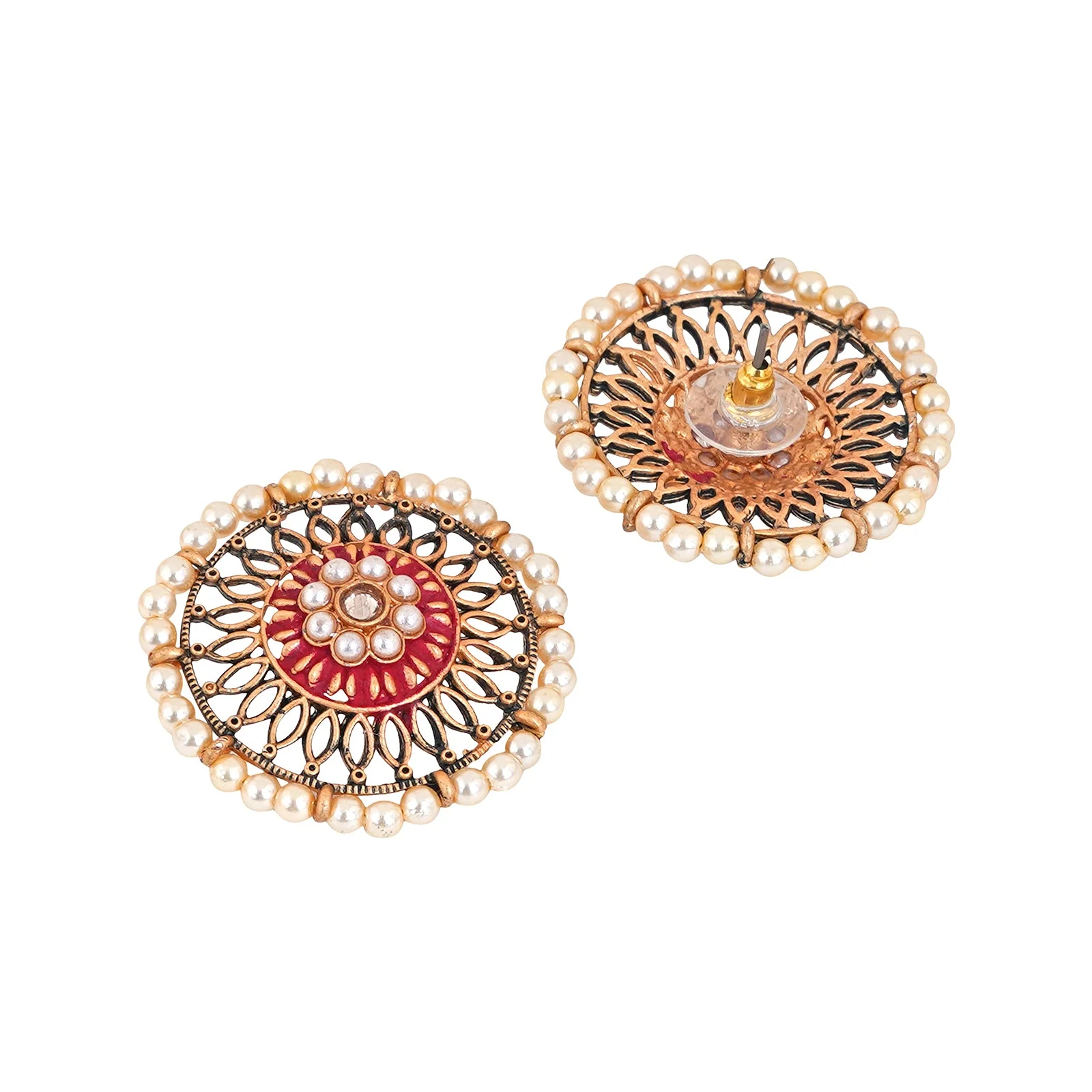 Teejh Vaani Red Gold Enamel Stud - Image 4
