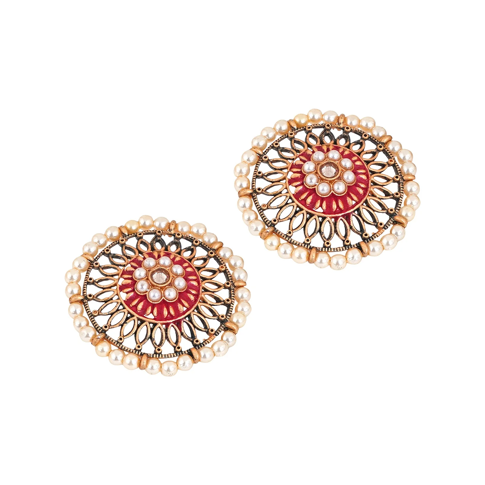 Teejh Vaani Red Gold Enamel Stud - Image 5