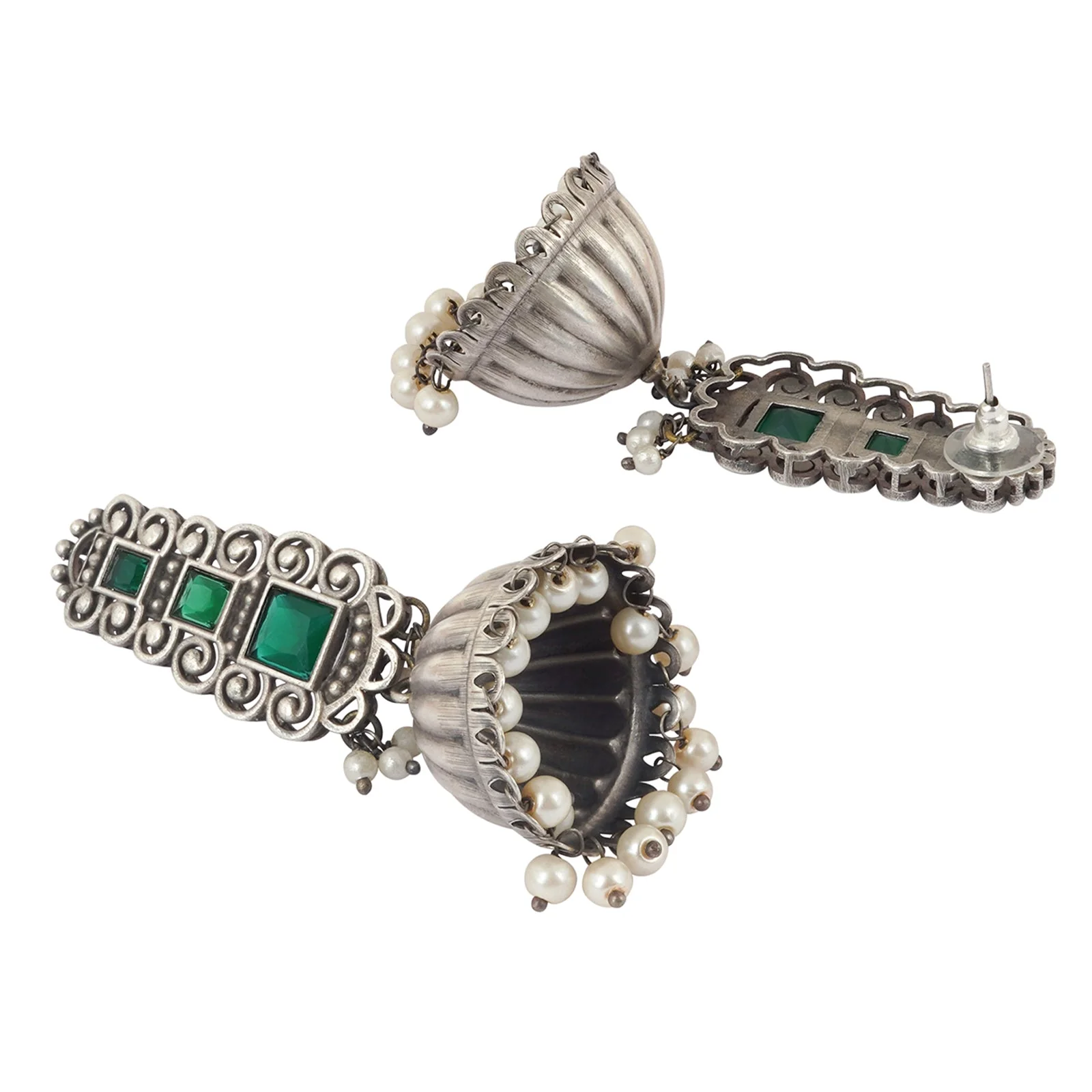 Teejh Vaanya Green Silver Oxidised Earring - Image 4