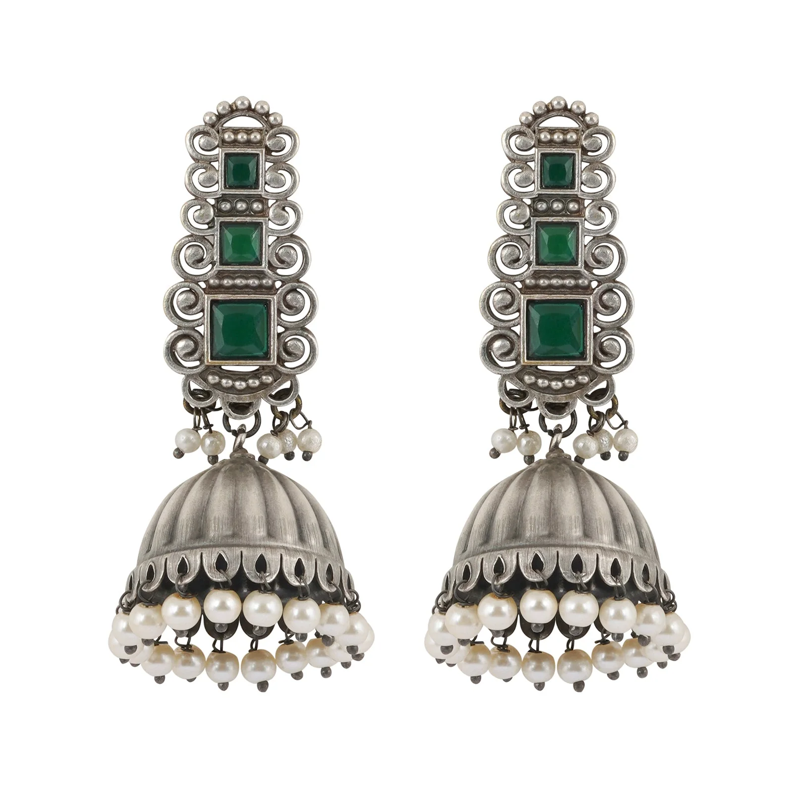 Teejh Vaanya Green Silver Oxidised Earring - Image 5