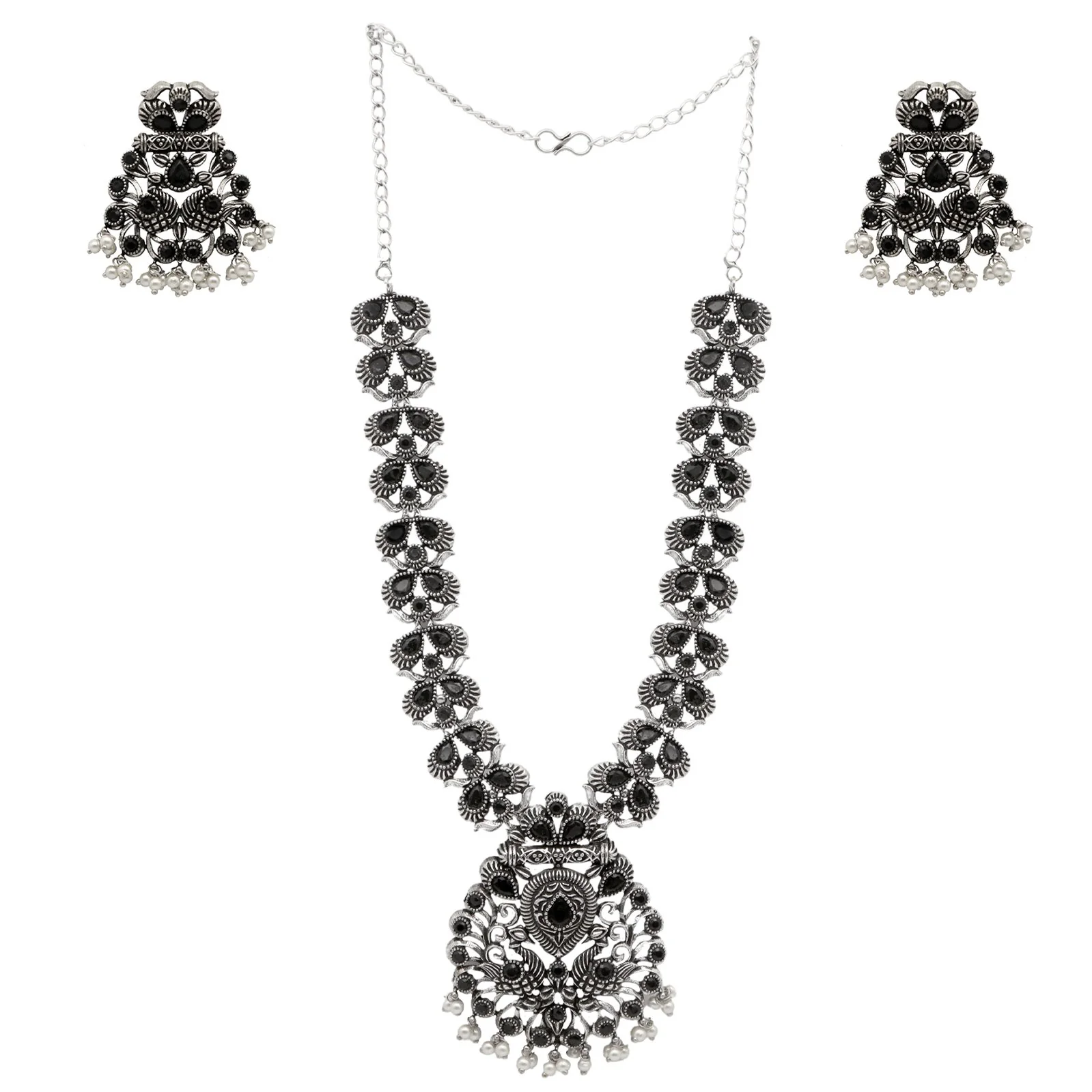 Teejh Vaidehi Black Stone Necklace Set - Image 3