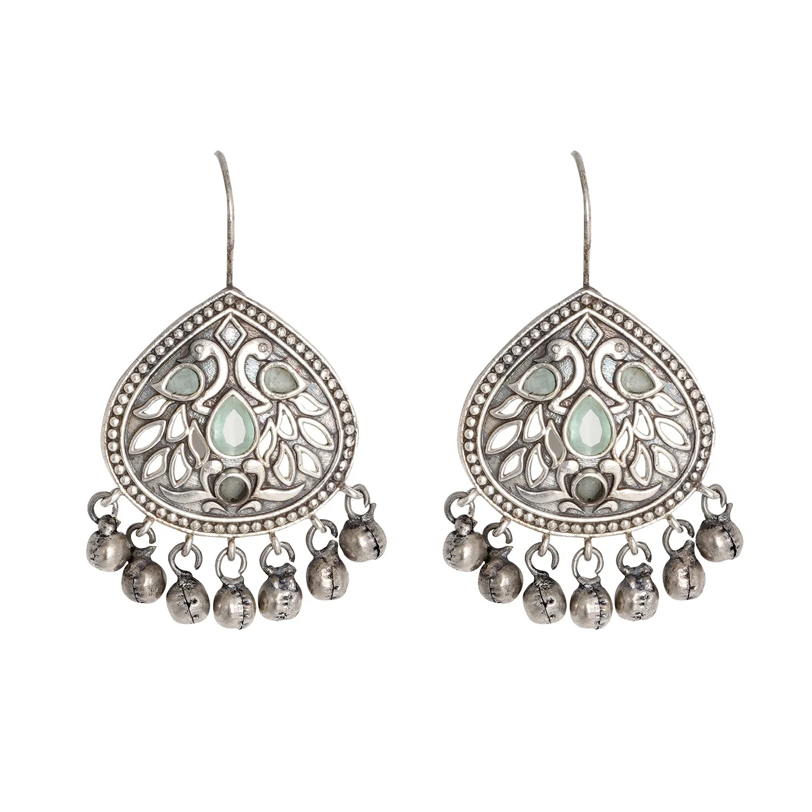 Teejh Vanya Silver Oxidised Turquoise  Earrings - Image 3