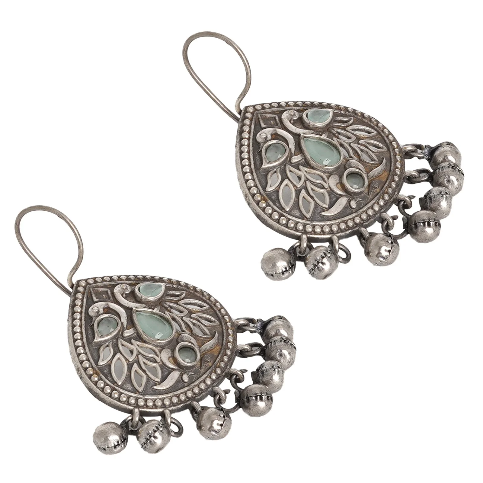 Teejh Vanya Silver Oxidised Turquoise  Earrings - Image 4